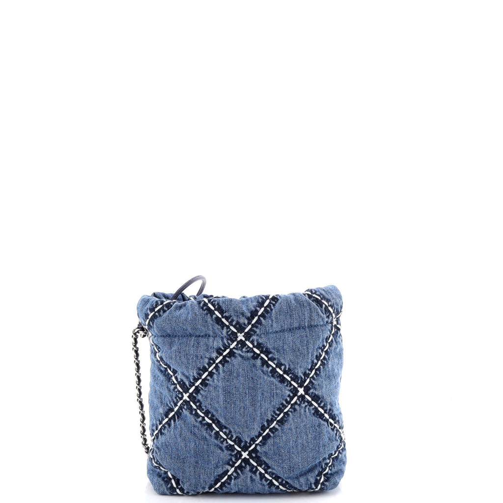 22 Chain Hobo Quilted Stitched Denim Mini