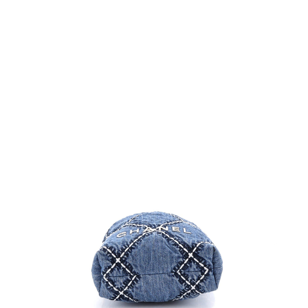 22 Chain Hobo Quilted Stitched Denim Mini