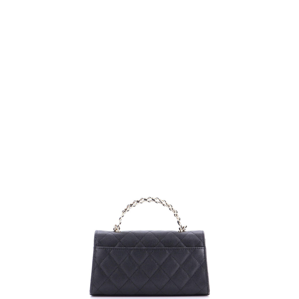 Top Handle Phone Holder with Chain Quilted Caviar