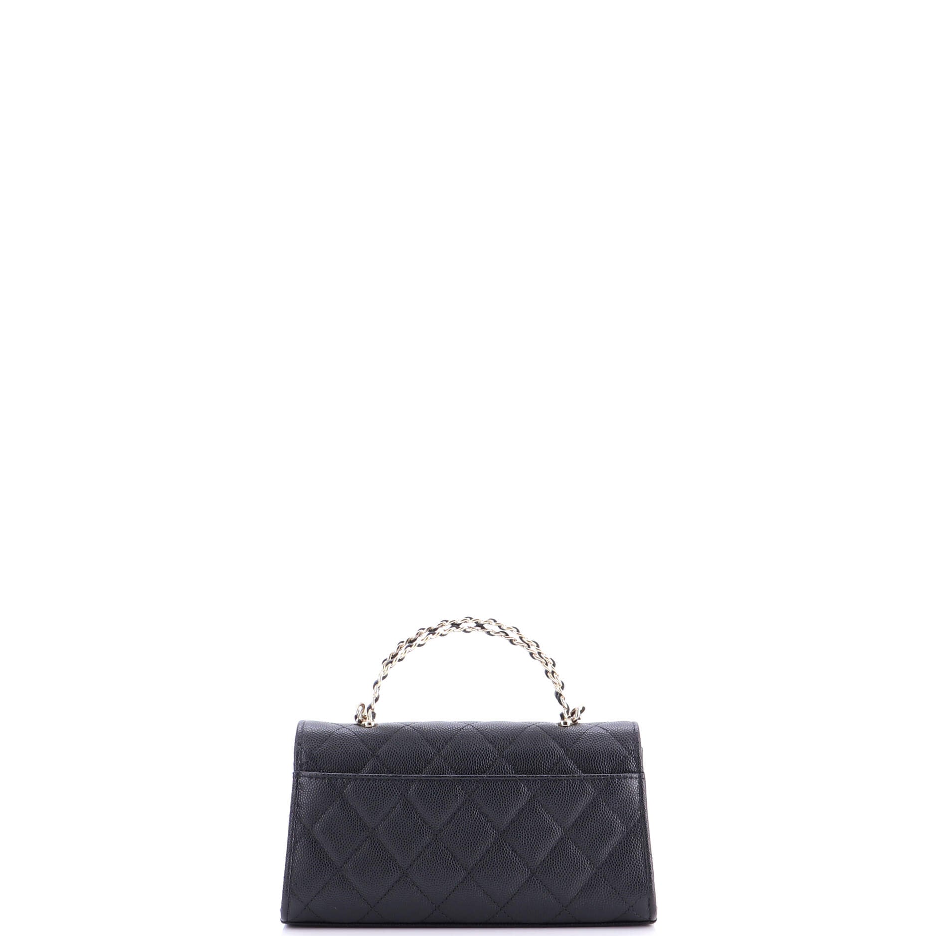 Top Handle Phone Holder with Chain Quilted Caviar