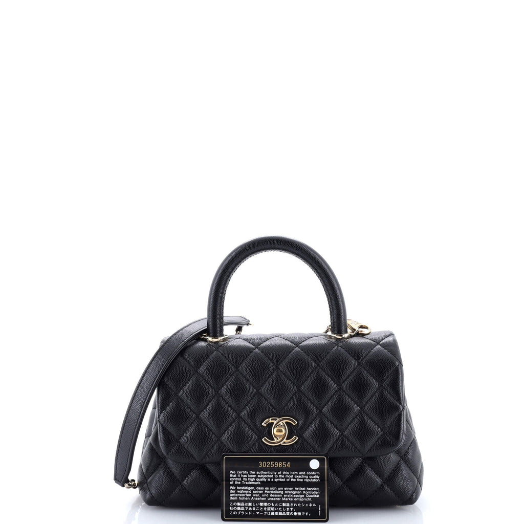 Coco Top Handle Bag Quilted Caviar Mini