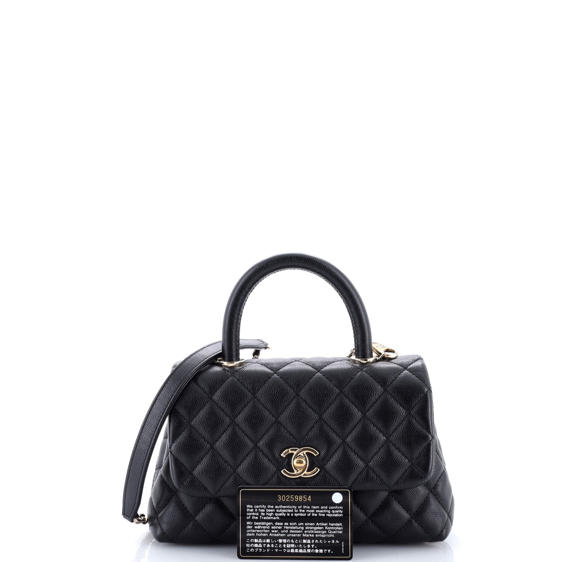 Coco Top Handle Bag Quilted Caviar Mini