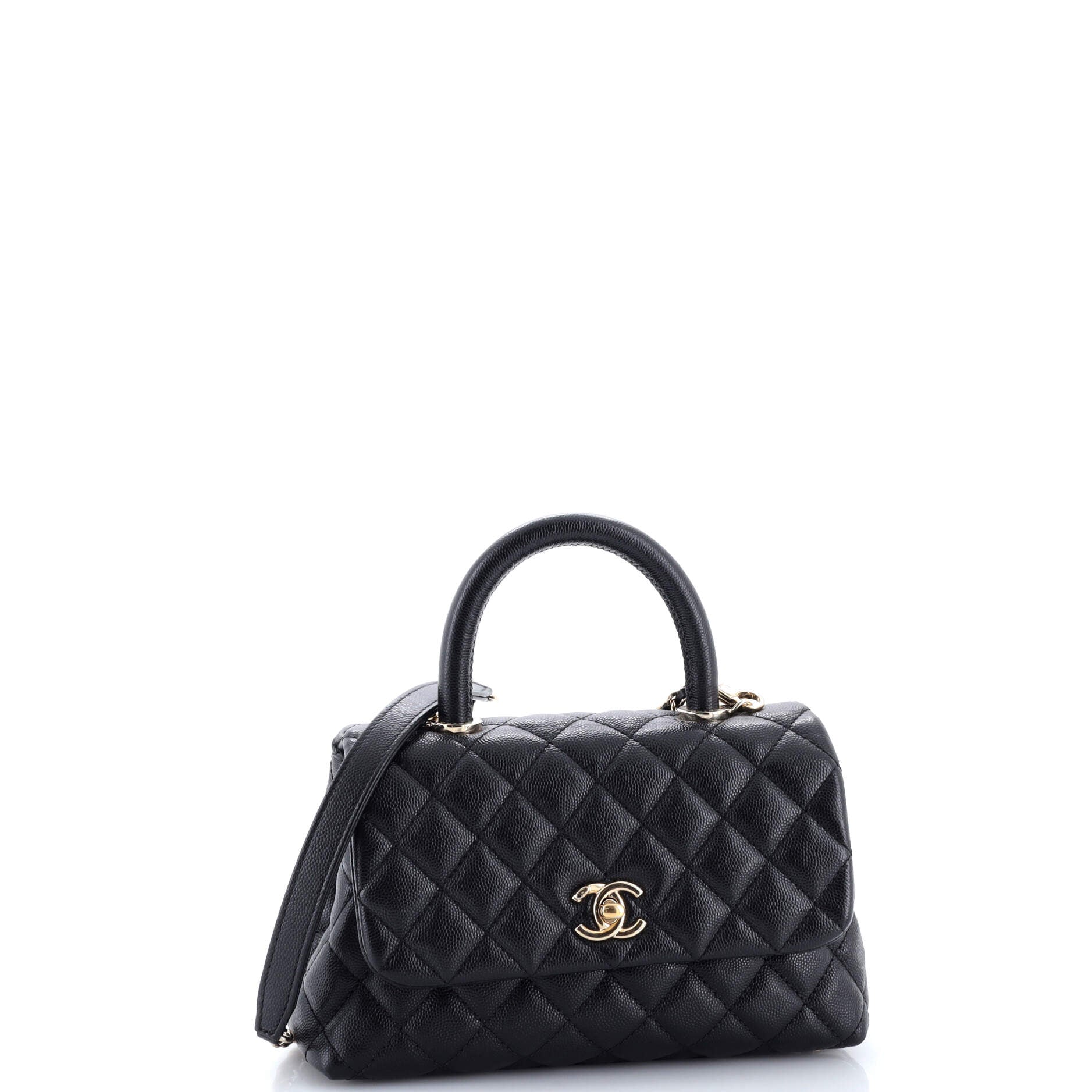 Coco Top Handle Bag Quilted Caviar Mini