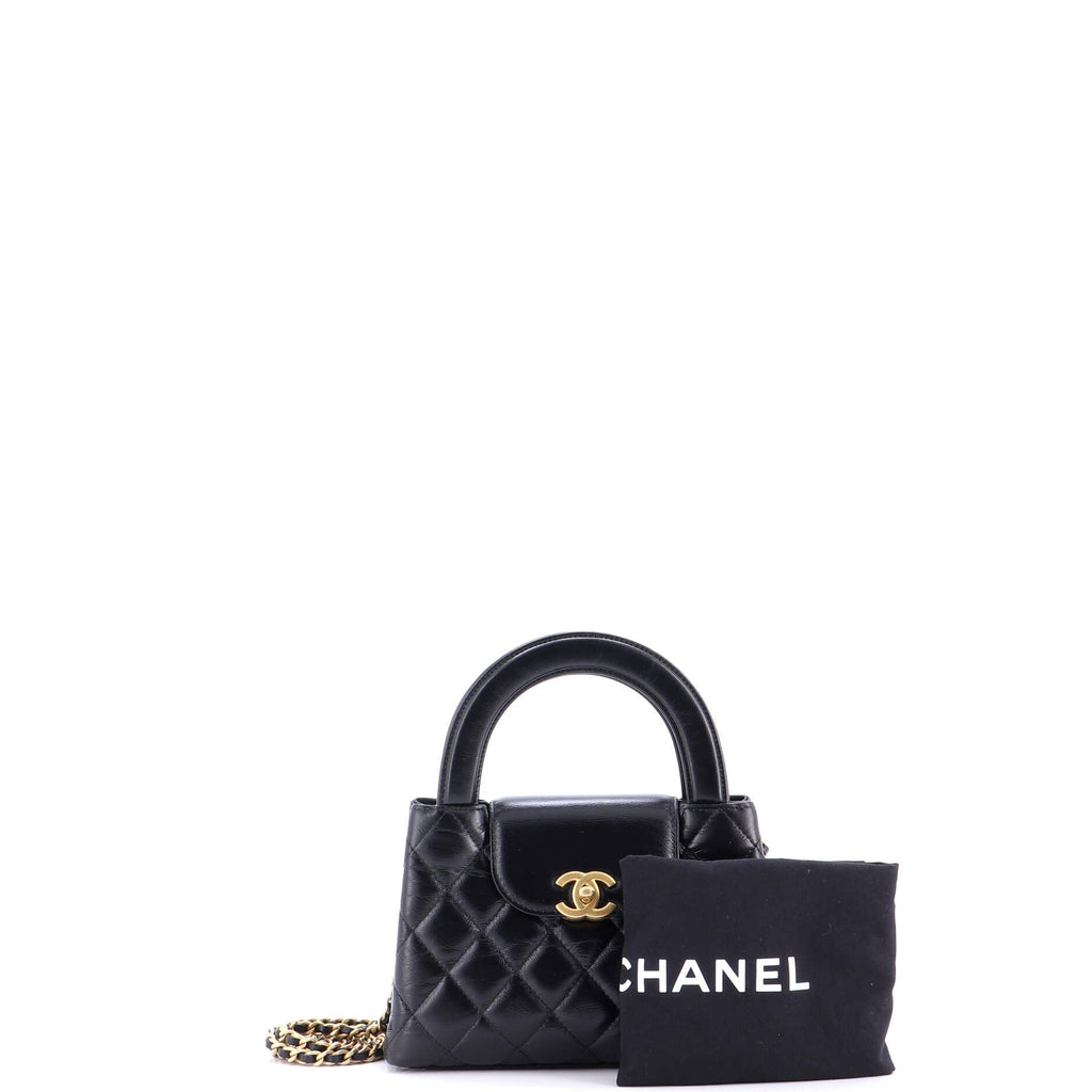 Kelly Top Handle Shopping Bag Quilted Shiny Aged Calfskin Mini