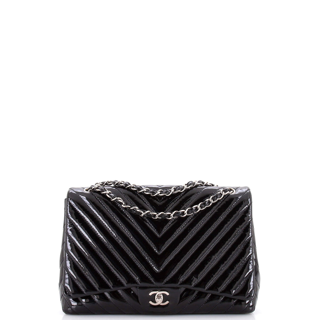 Classic Single Flap Bag Chevron Patent Maxi