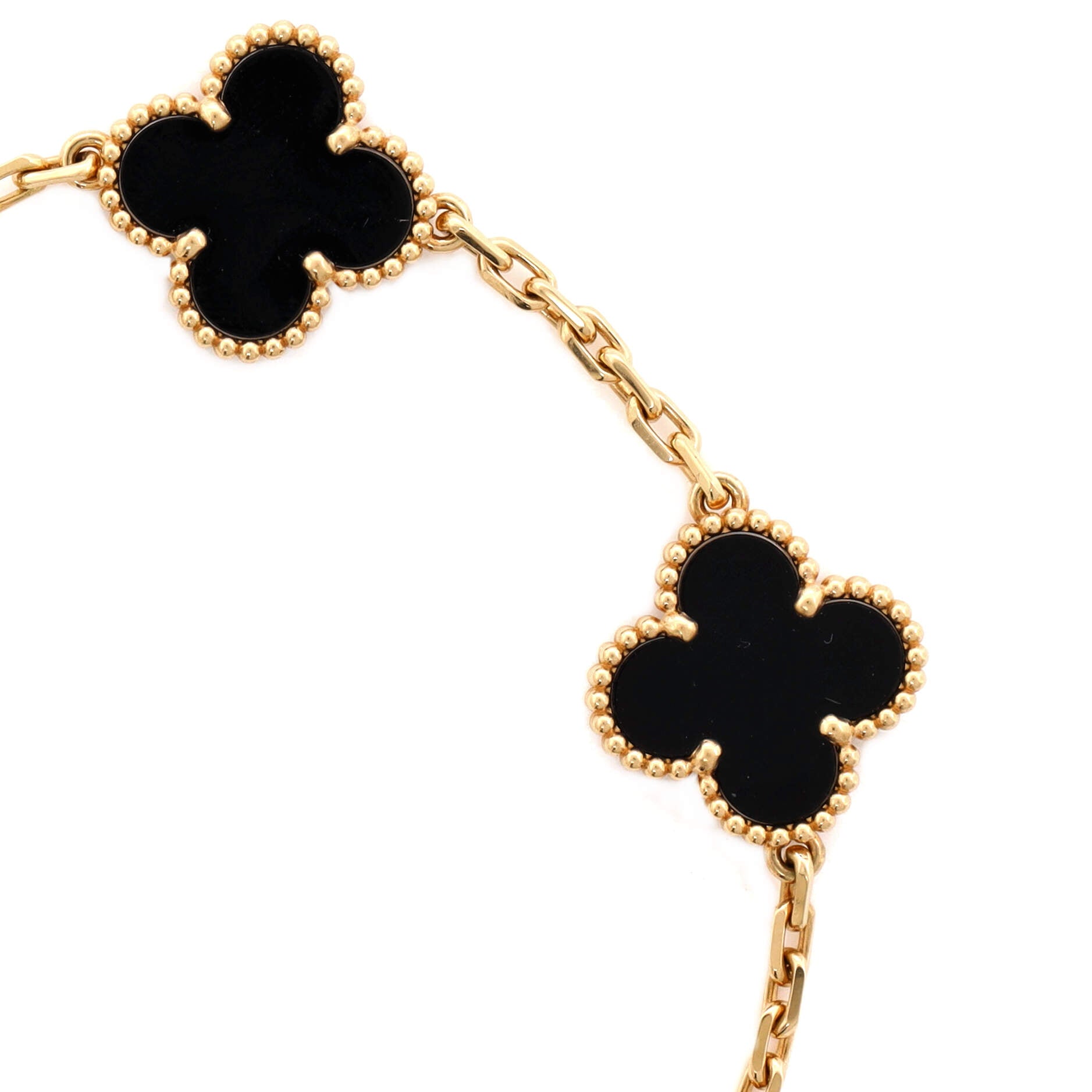Vintage Alhambra 5 Motifs Bracelet 18K Yellow Gold and Onyx