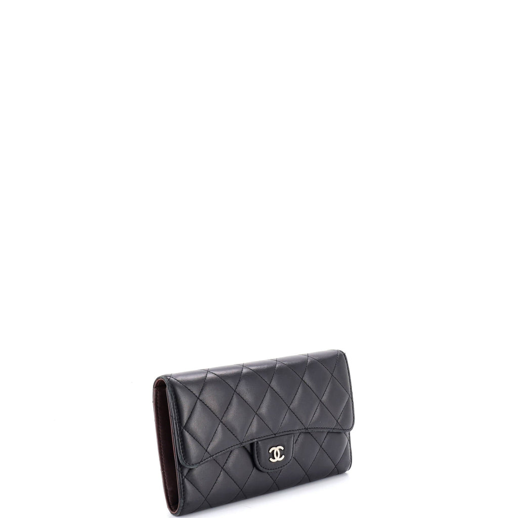 Trifold Classic Flap Wallet Quilted Lambskin