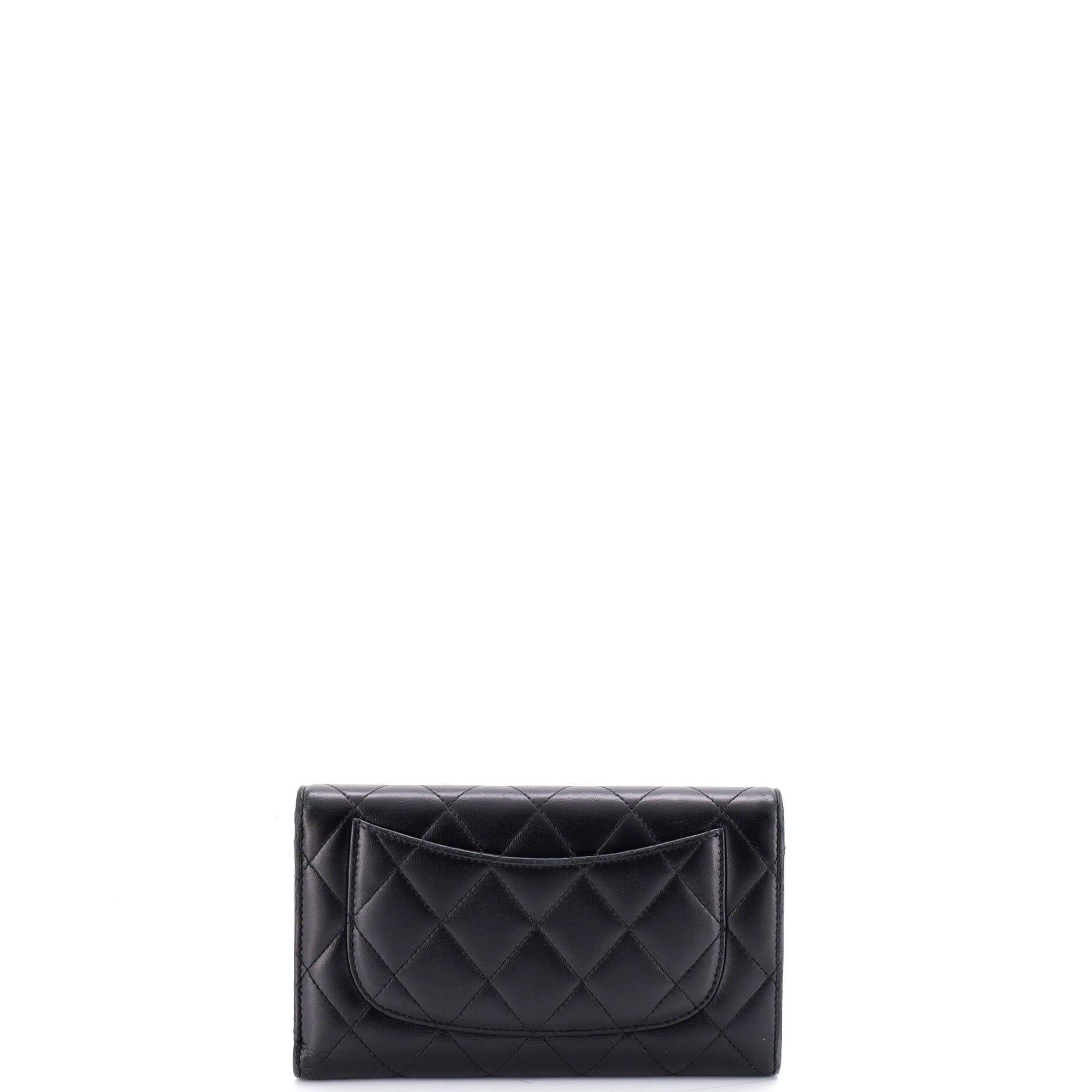 Trifold Classic Flap Wallet Quilted Lambskin