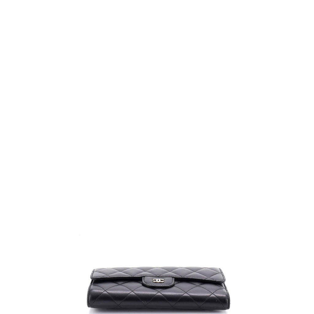 Trifold Classic Flap Wallet Quilted Lambskin