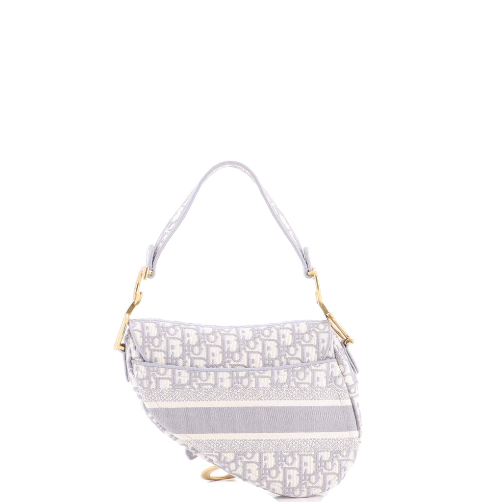 Saddle Handbag Logo Embroidered Oblique Canvas Medium