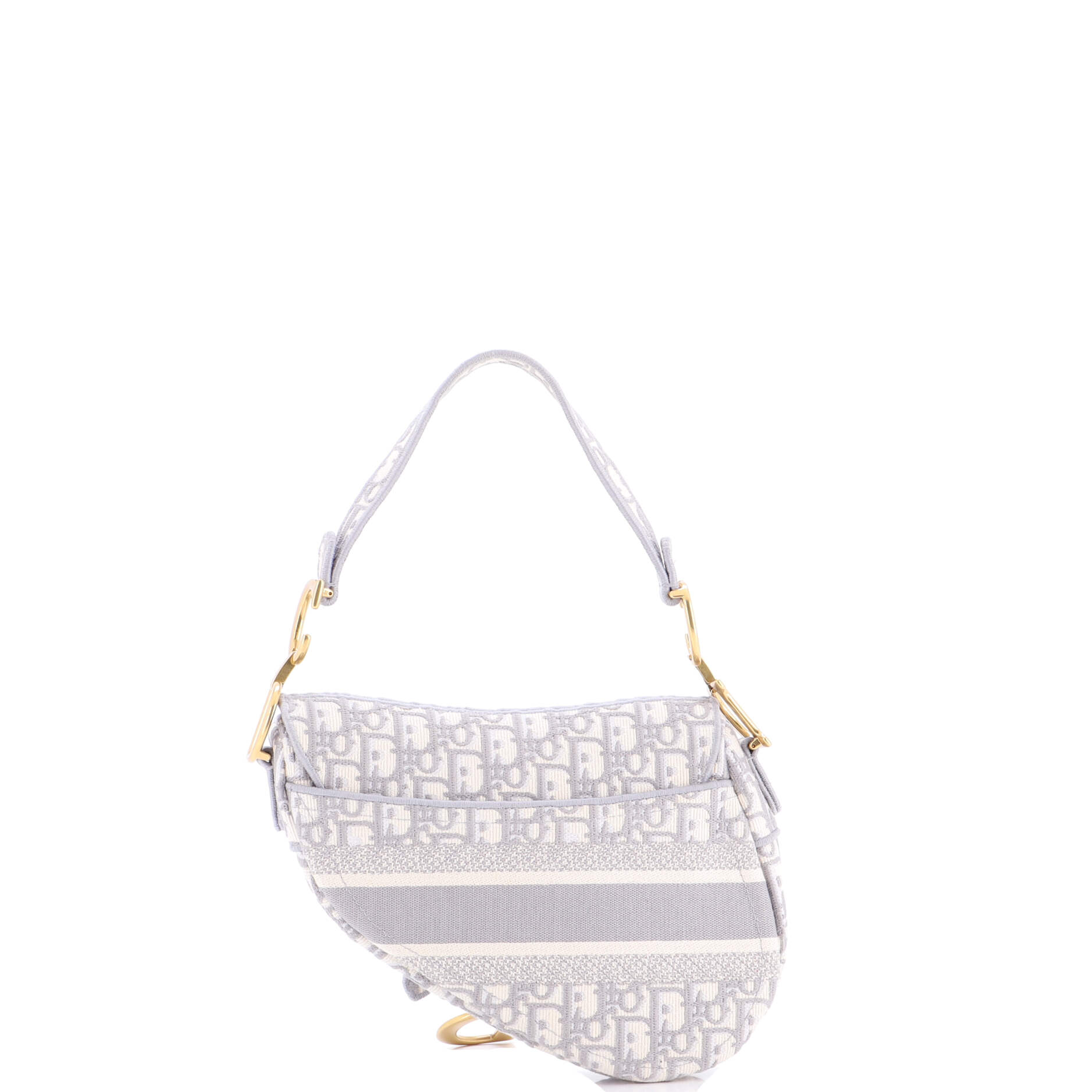 Saddle Handbag Logo Embroidered Oblique Canvas Medium