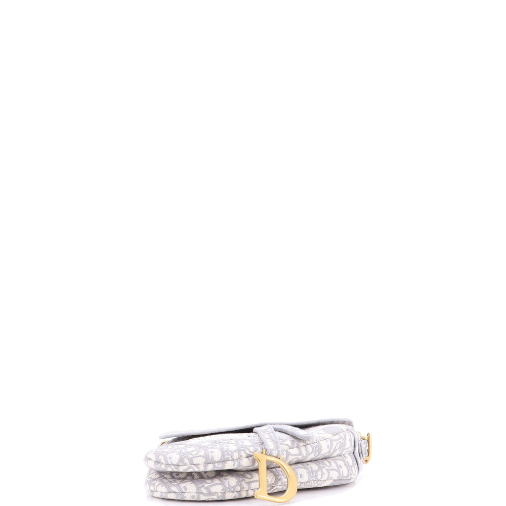 Saddle Handbag Logo Embroidered Oblique Canvas Medium