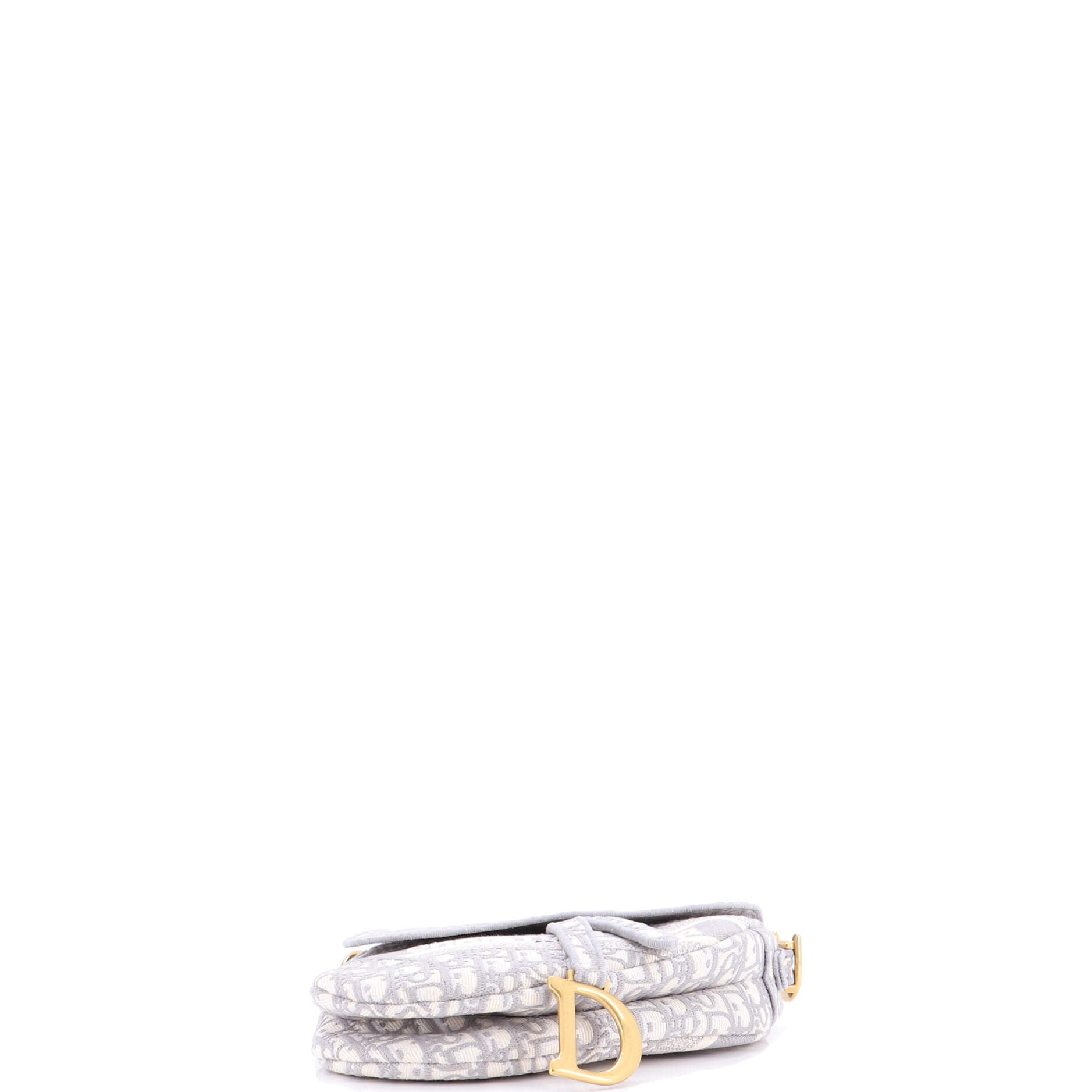 Saddle Handbag Logo Embroidered Oblique Canvas Medium