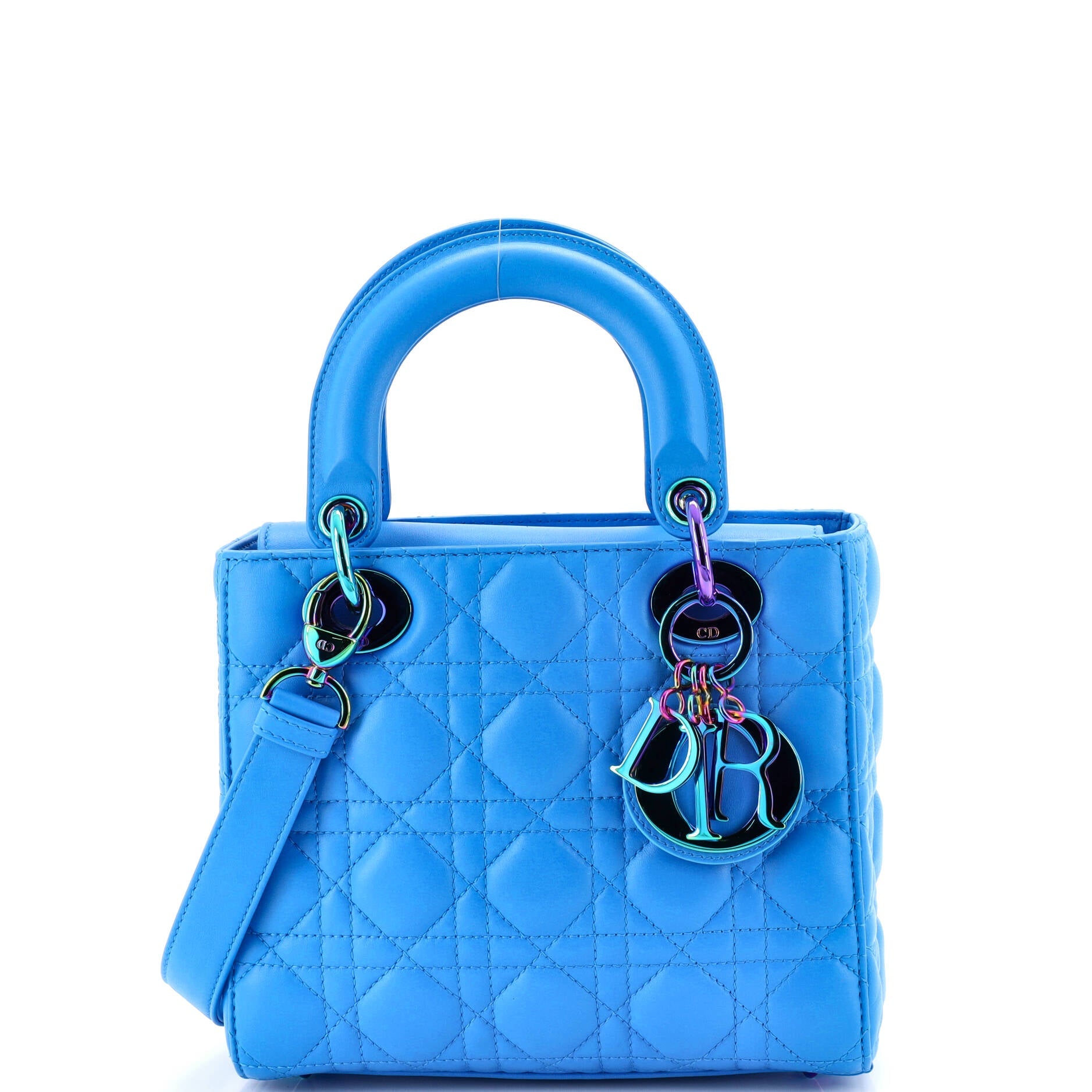 Lady Dior Bag Cannage Quilt Lambskin with Rainbow Hardware Small