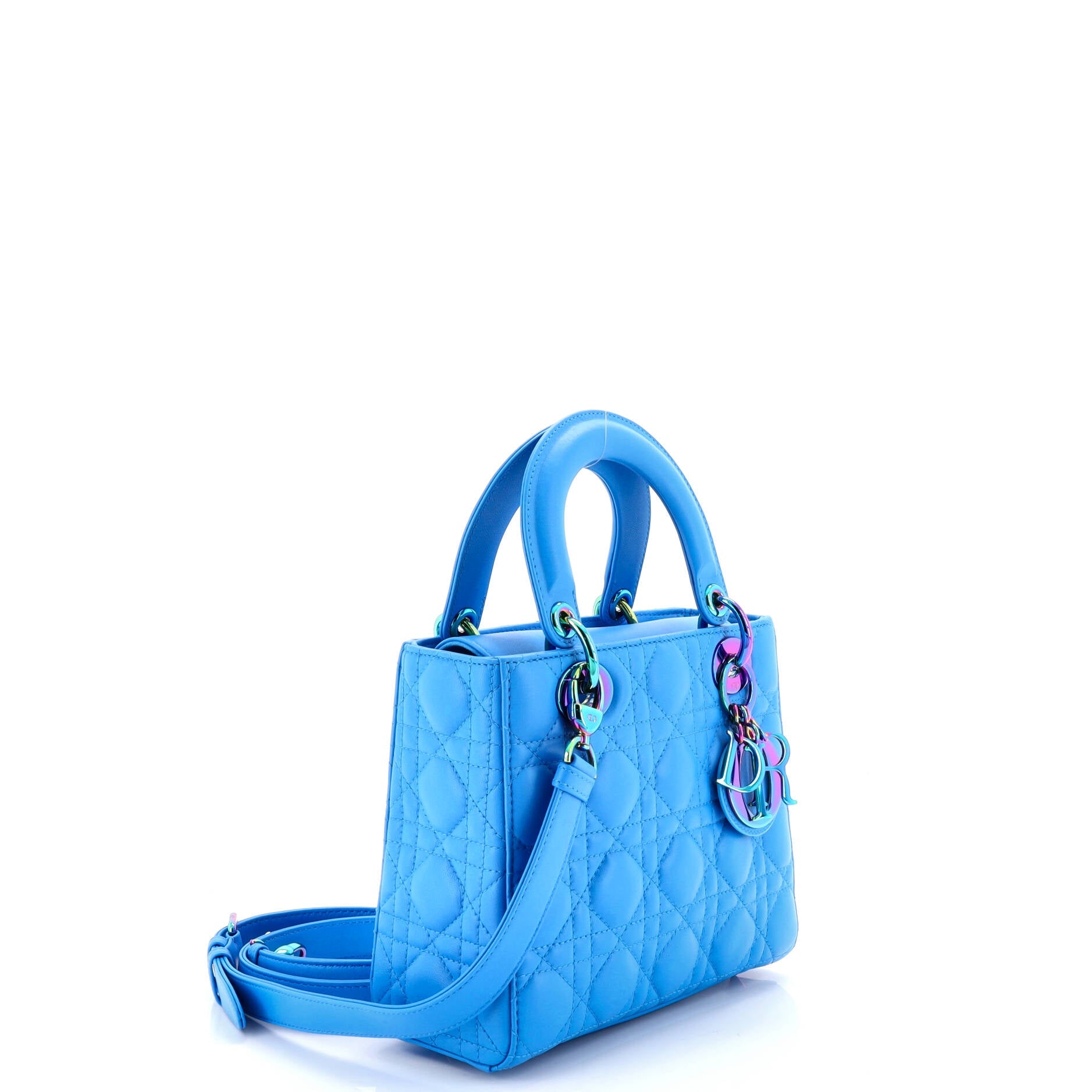 Lady Dior Bag Cannage Quilt Lambskin with Rainbow Hardware Small