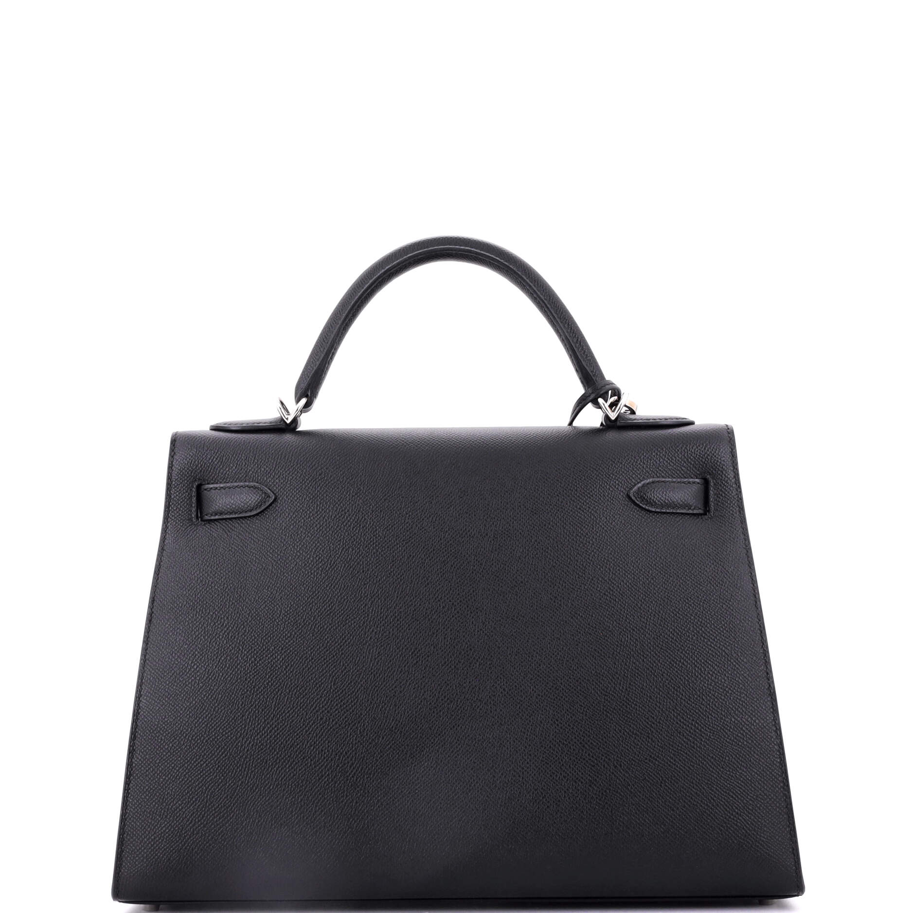 Kelly Handbag Noir Epsom with Palladium Hardware 32