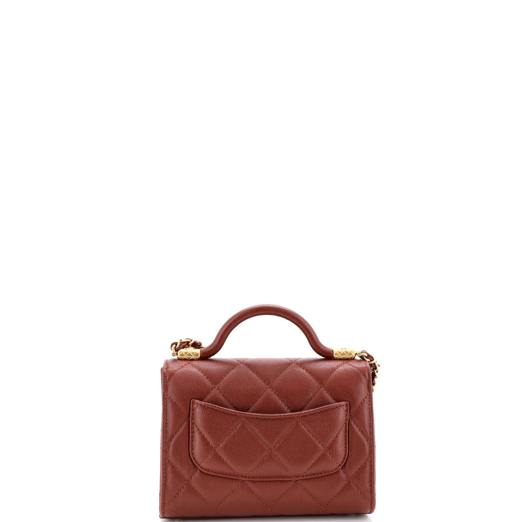 Curved Top Handle Flap Bag Quilted Caviar Mini