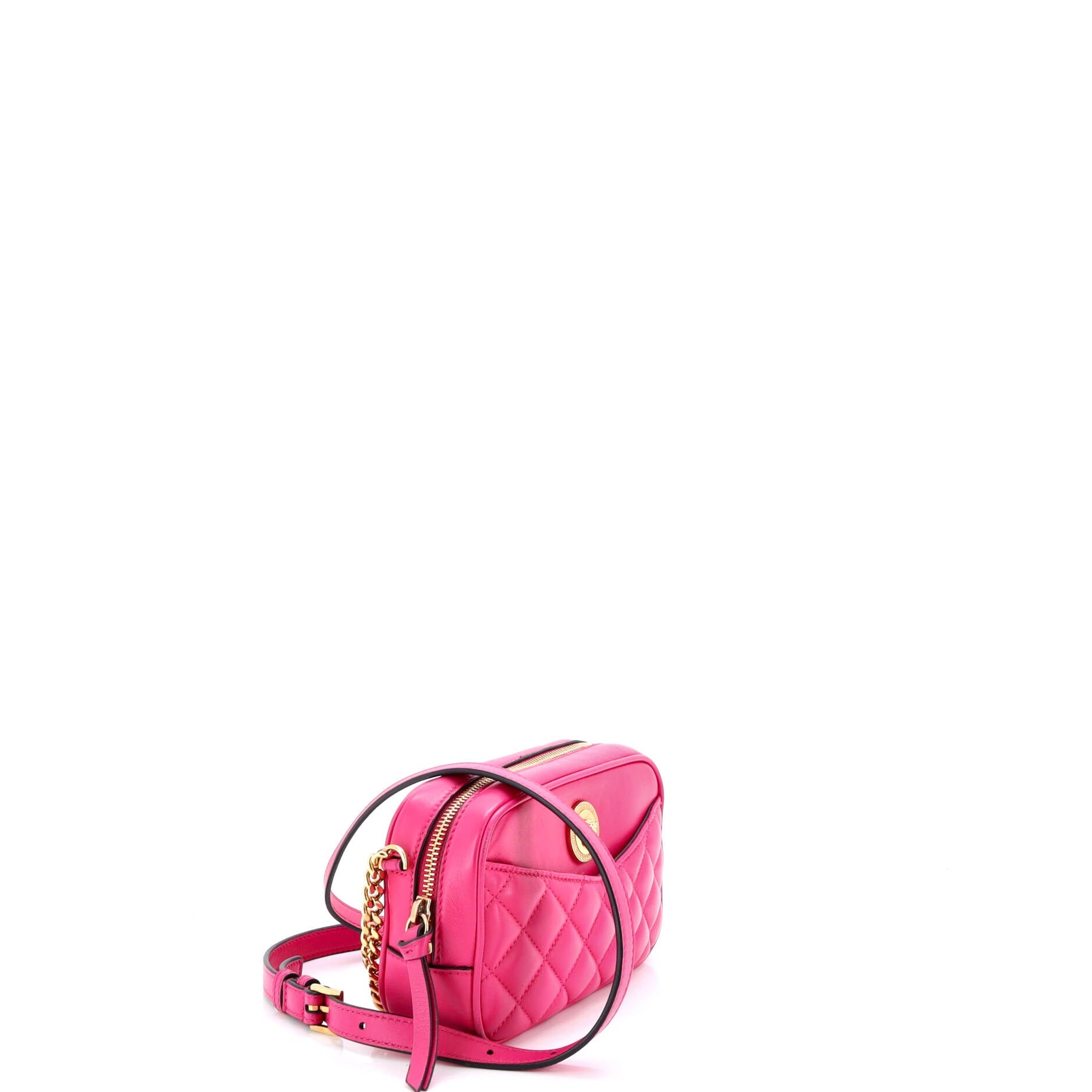 Medusa Icon Front Slip Pocket Camera Bag Quilted Leather Small
