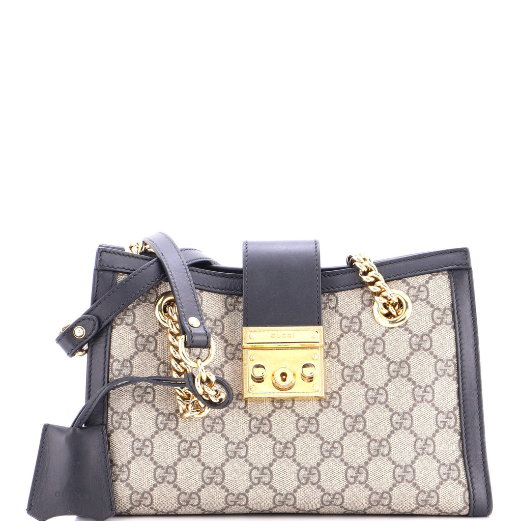 Padlock Chain Tote GG Coated Canvas with Leather Small