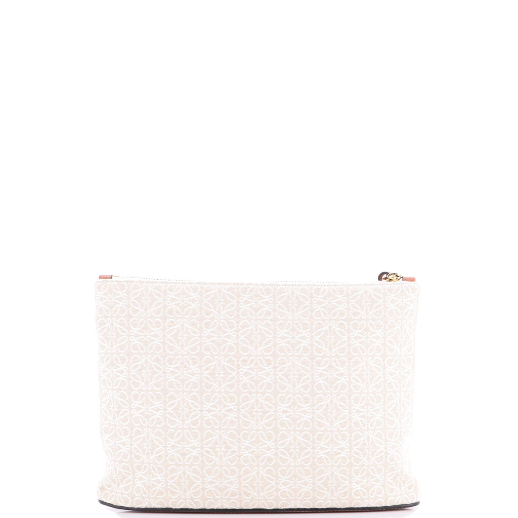 Zip Pouch Clutch Anagram Jacquard and Leather