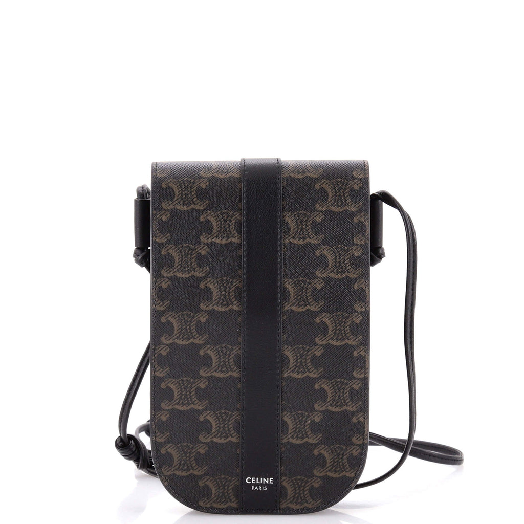 Phone Pouch Crossbody Triomphe Coated Canvas with Leather