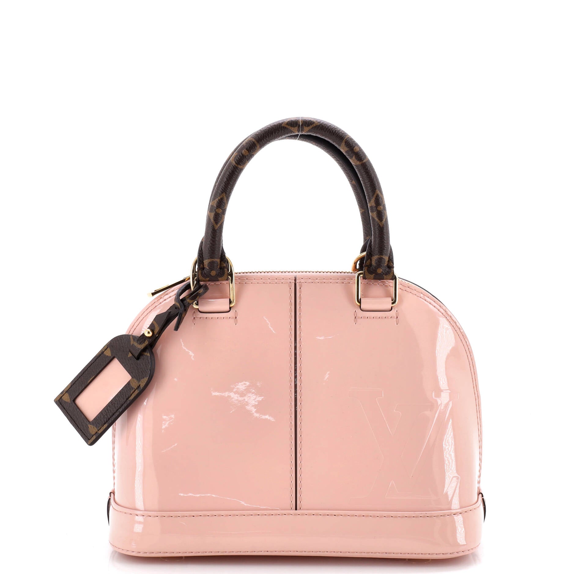 Alma Handbag Vernis with Monogram Canvas BB