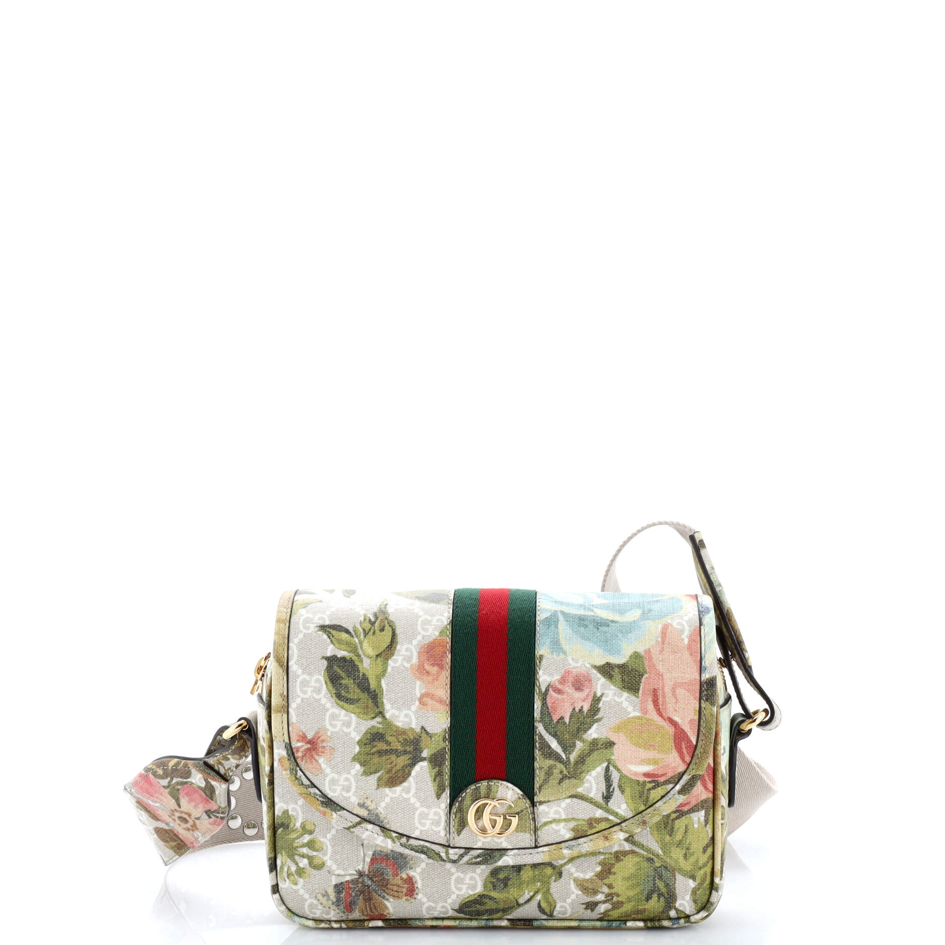 Ophidia Flap Shoulder Bag Water Flora GG Coated Canvas Mini