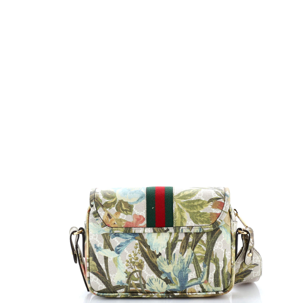 Ophidia Flap Shoulder Bag Water Flora GG Coated Canvas Mini