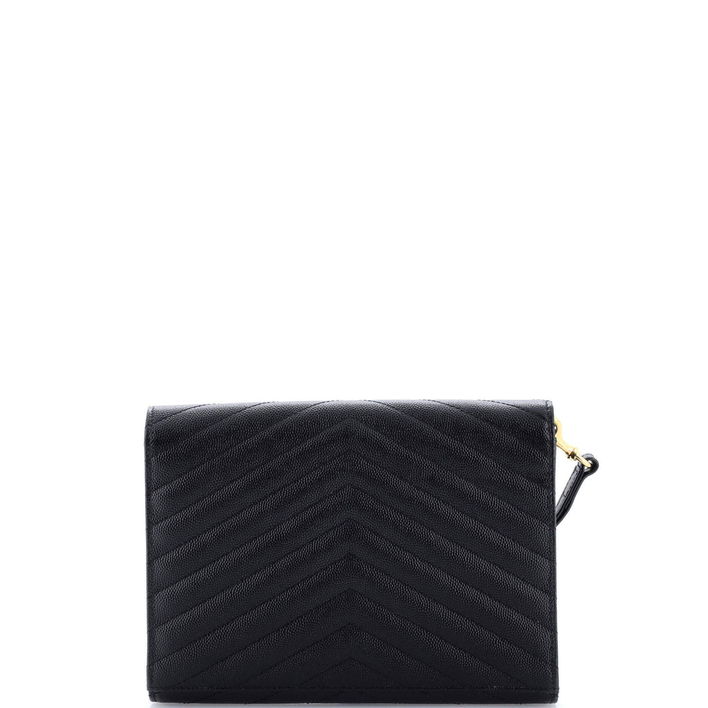 Classic Monogram Envelope Wristlet Clutch Matelasse Chevron Leather
