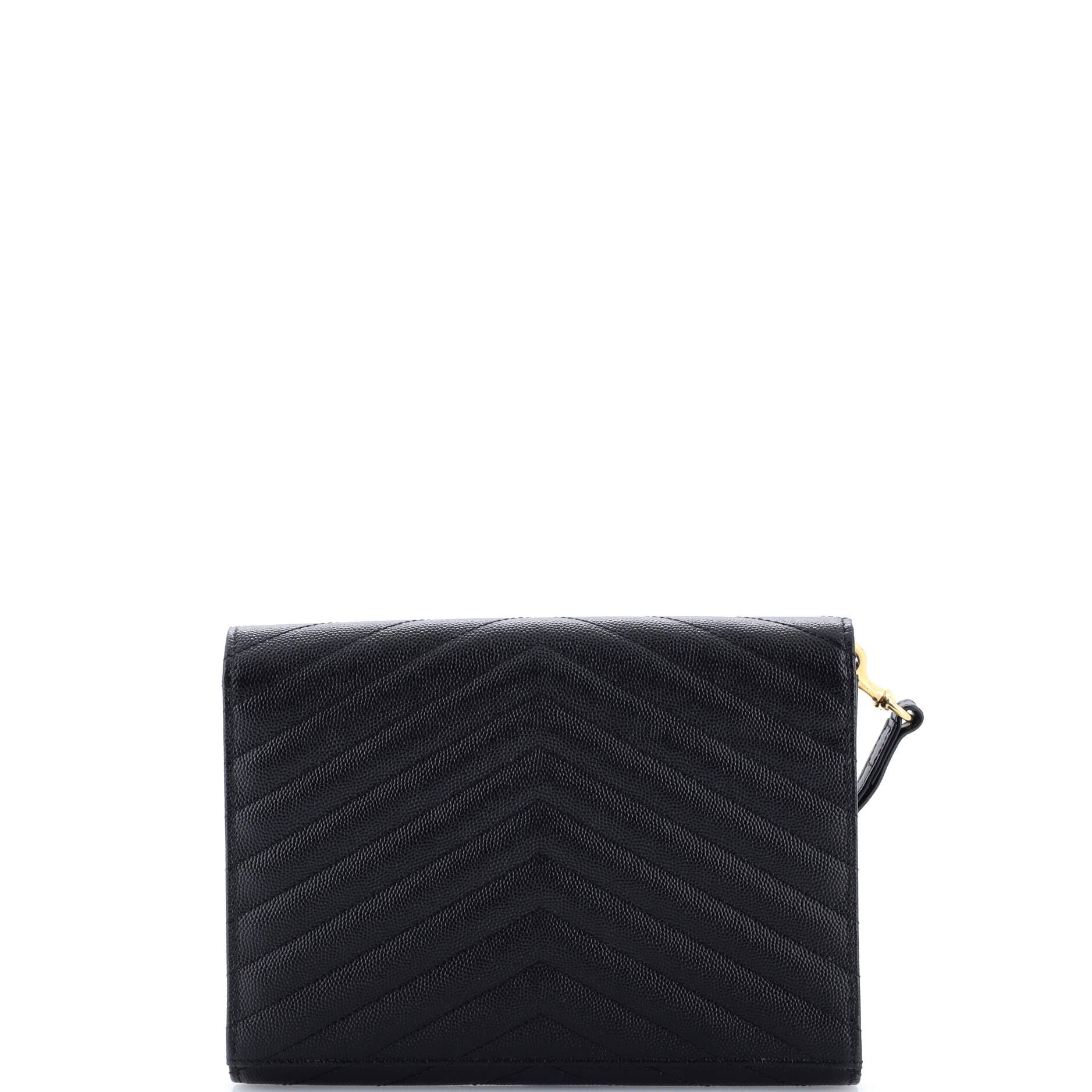 Classic Monogram Envelope Wristlet Clutch Matelasse Chevron Leather