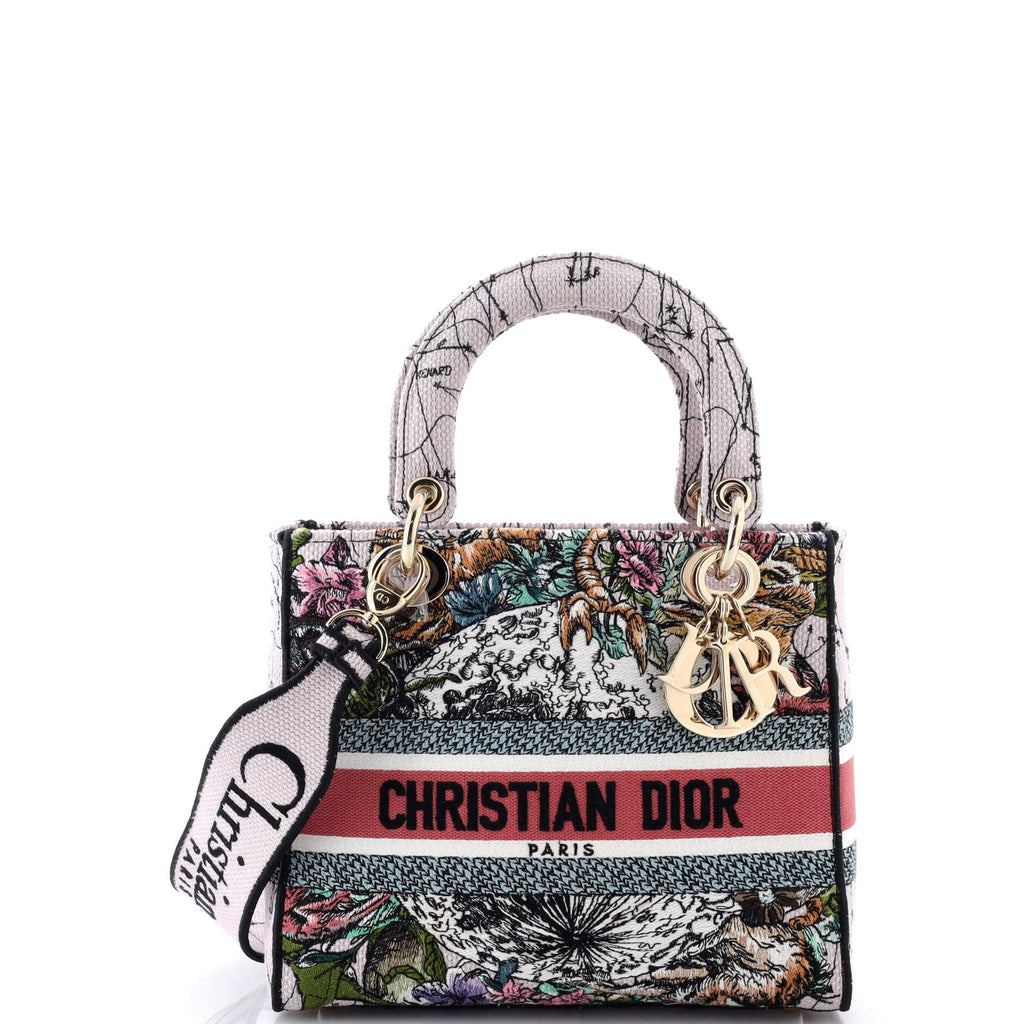 Lady D-Lite Bag Embroidered Canvas Medium
