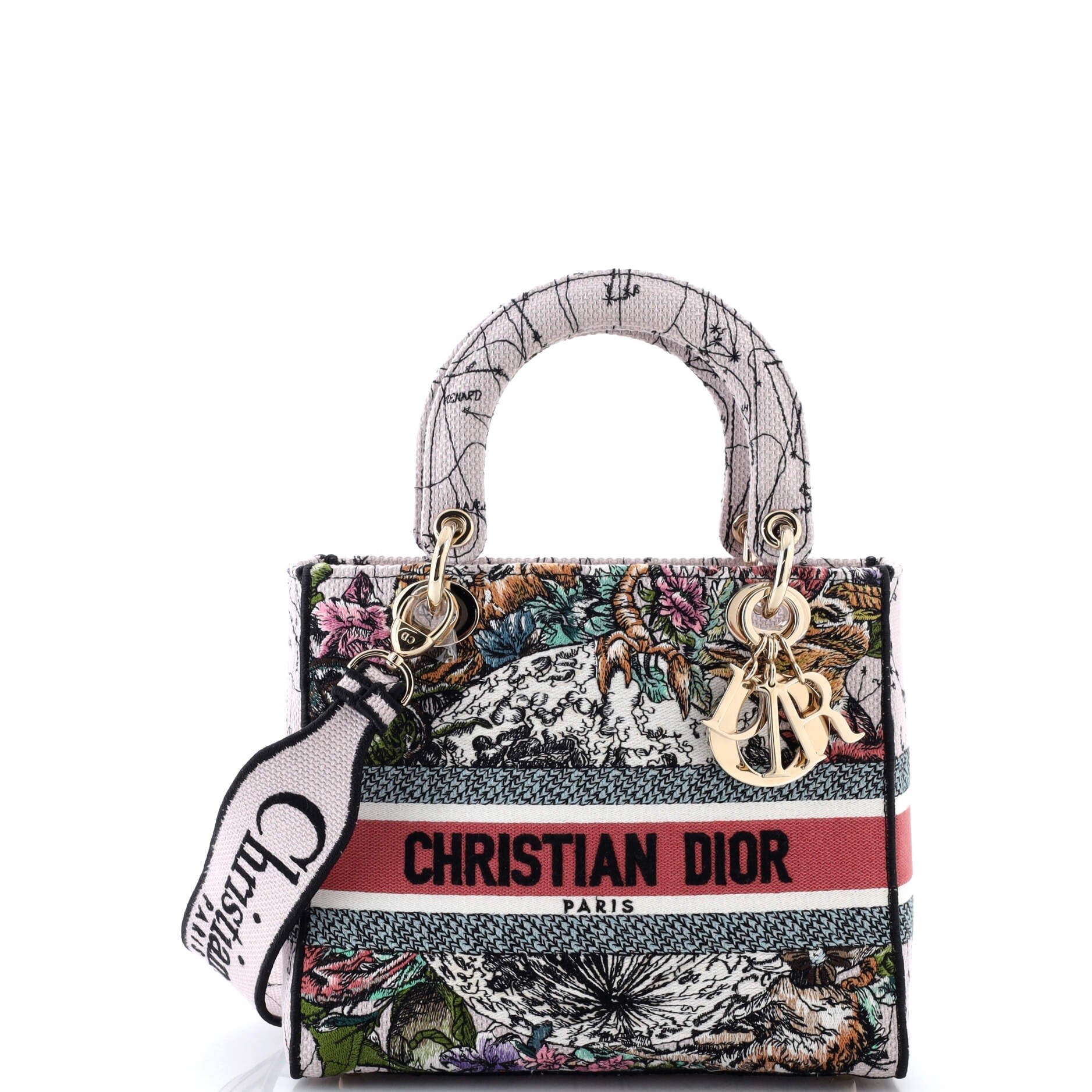 Lady D-Lite Bag Embroidered Canvas Medium