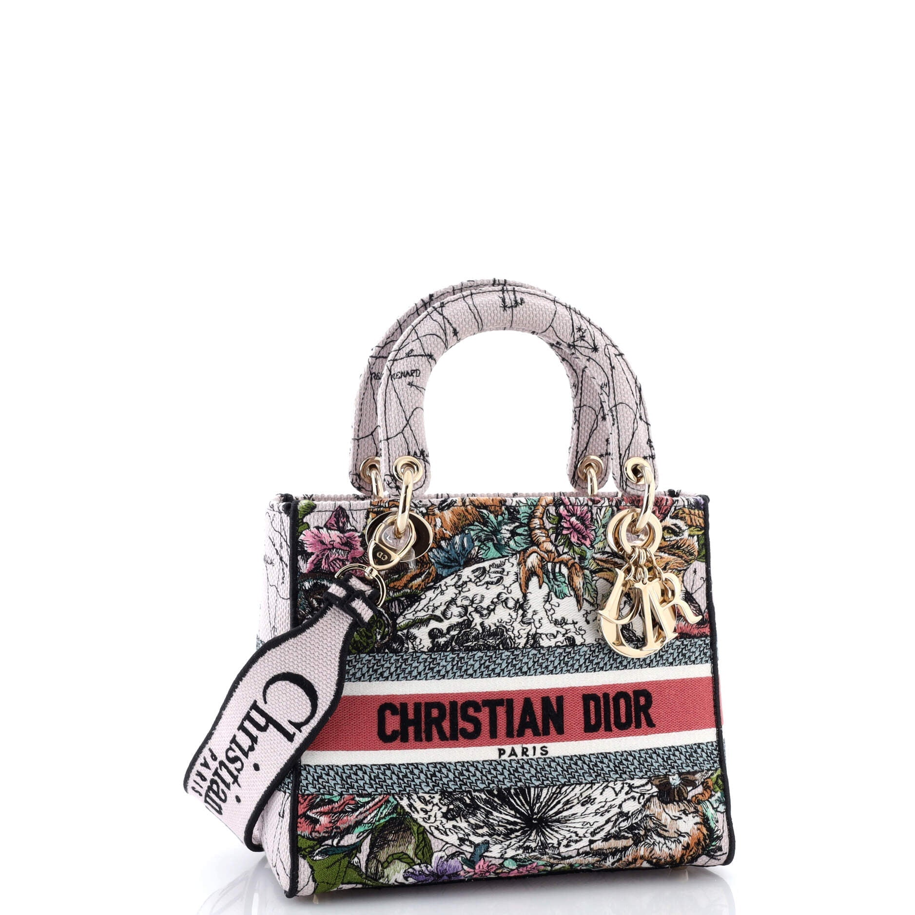 Lady D-Lite Bag Embroidered Canvas Medium