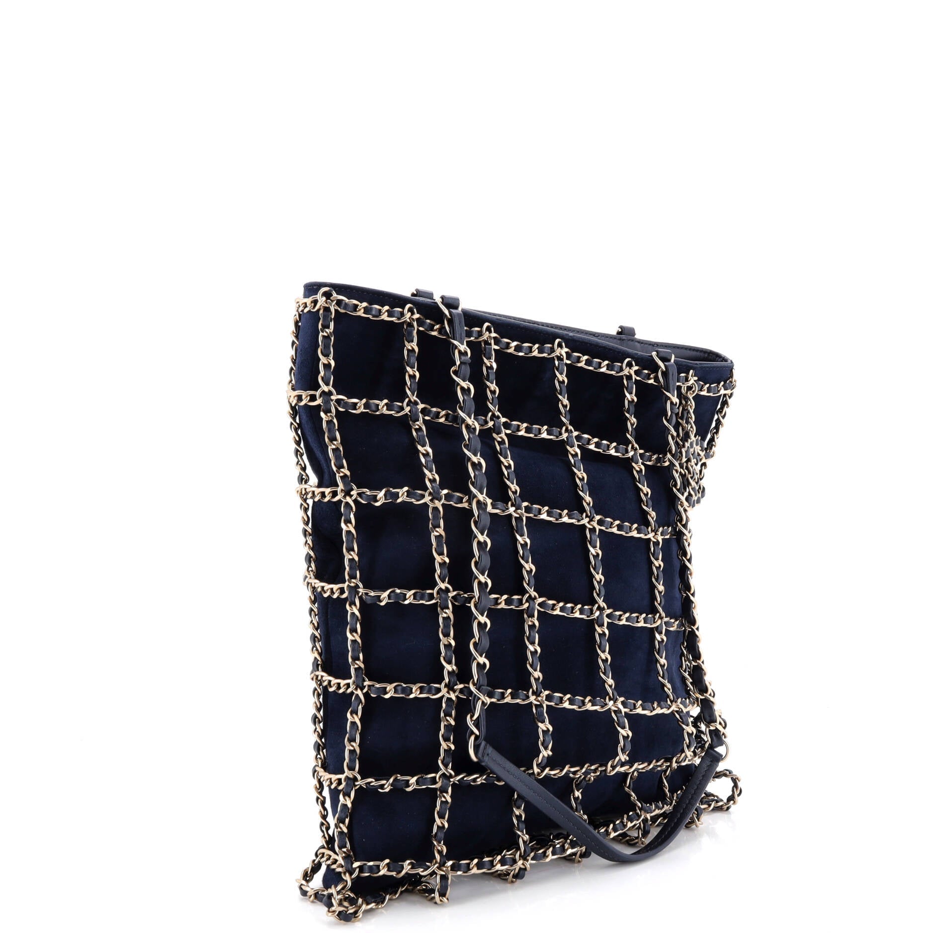 Chain Frame CC Charm Shopping Tote Suede