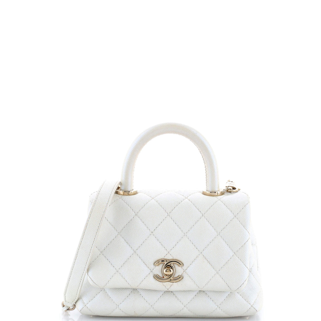 Coco Top Handle Bag Quilted Iridescent Caviar Extra Mini