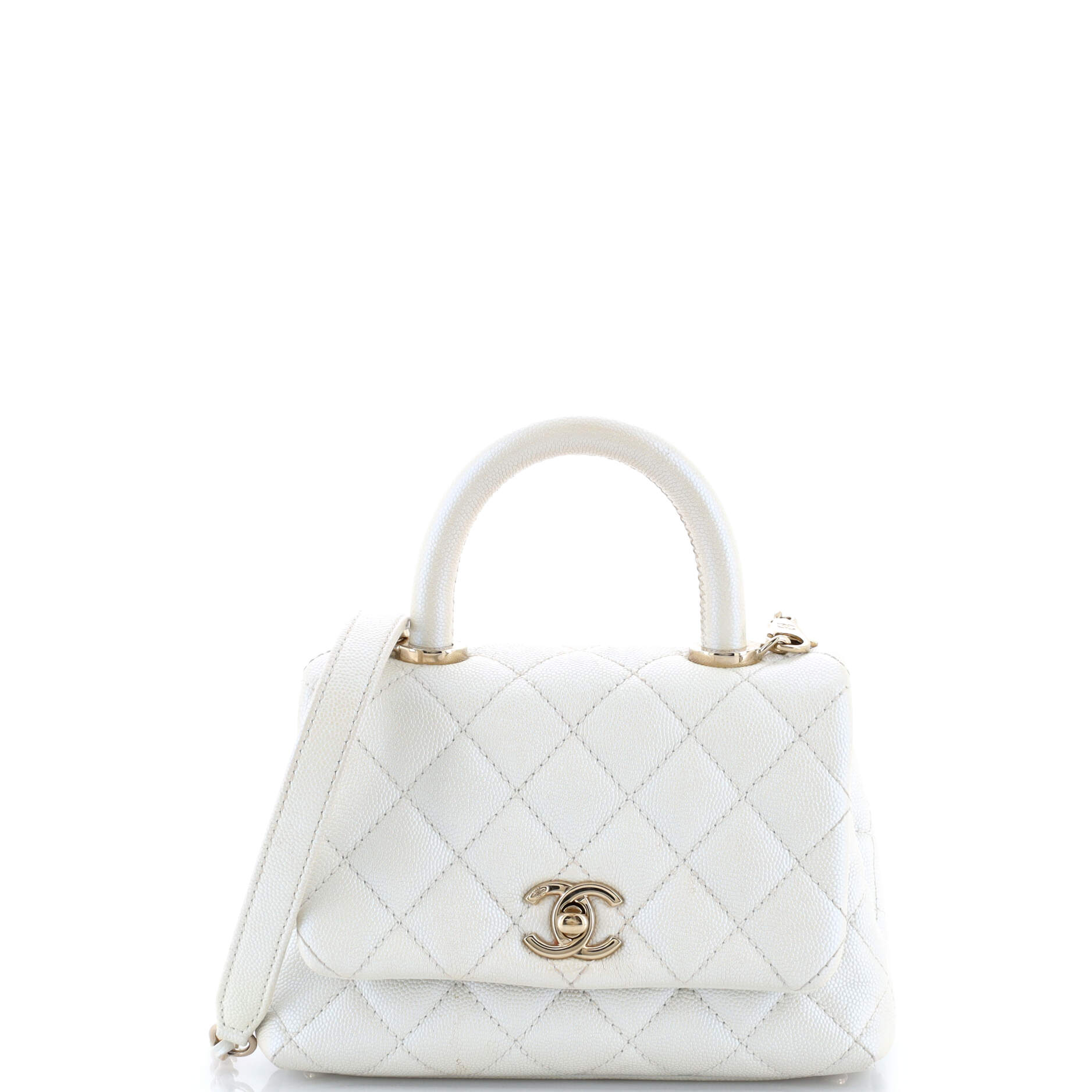 Coco Top Handle Bag Quilted Iridescent Caviar Extra Mini