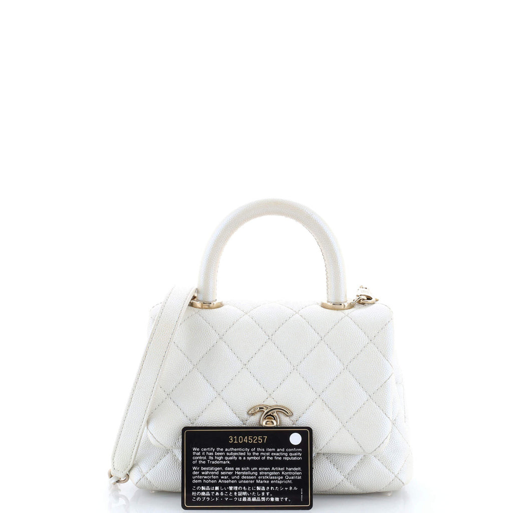 Coco Top Handle Bag Quilted Iridescent Caviar Extra Mini