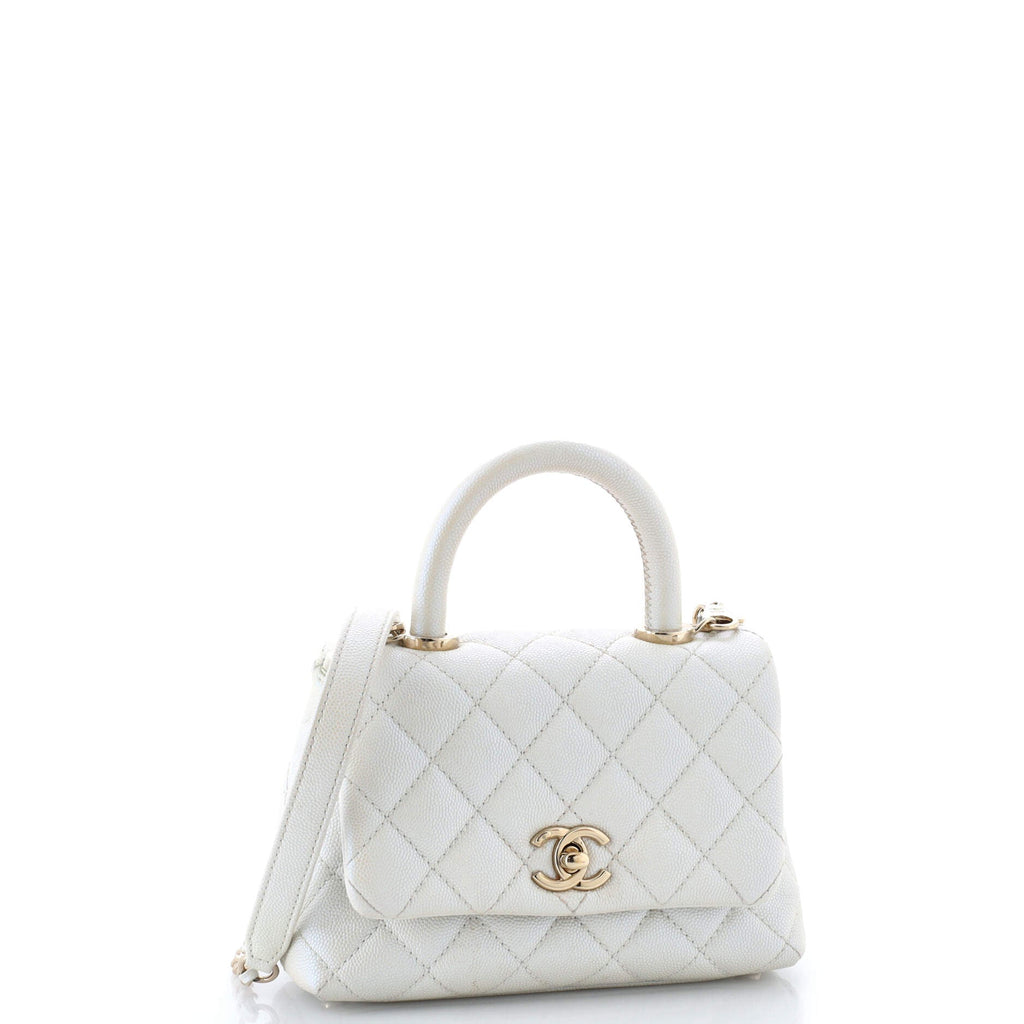 Coco Top Handle Bag Quilted Iridescent Caviar Extra Mini