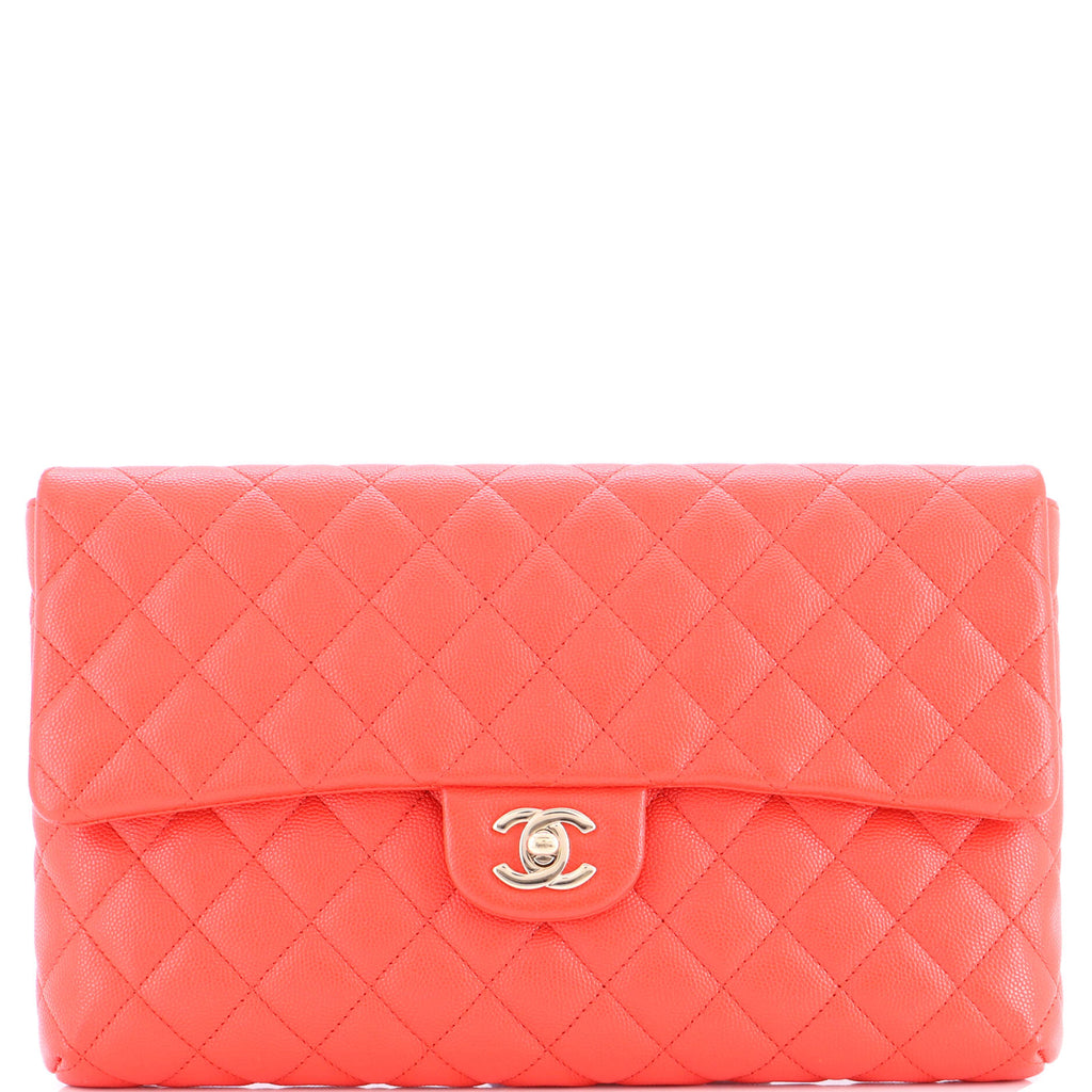 Classic Flap Clutch Quilted Caviar