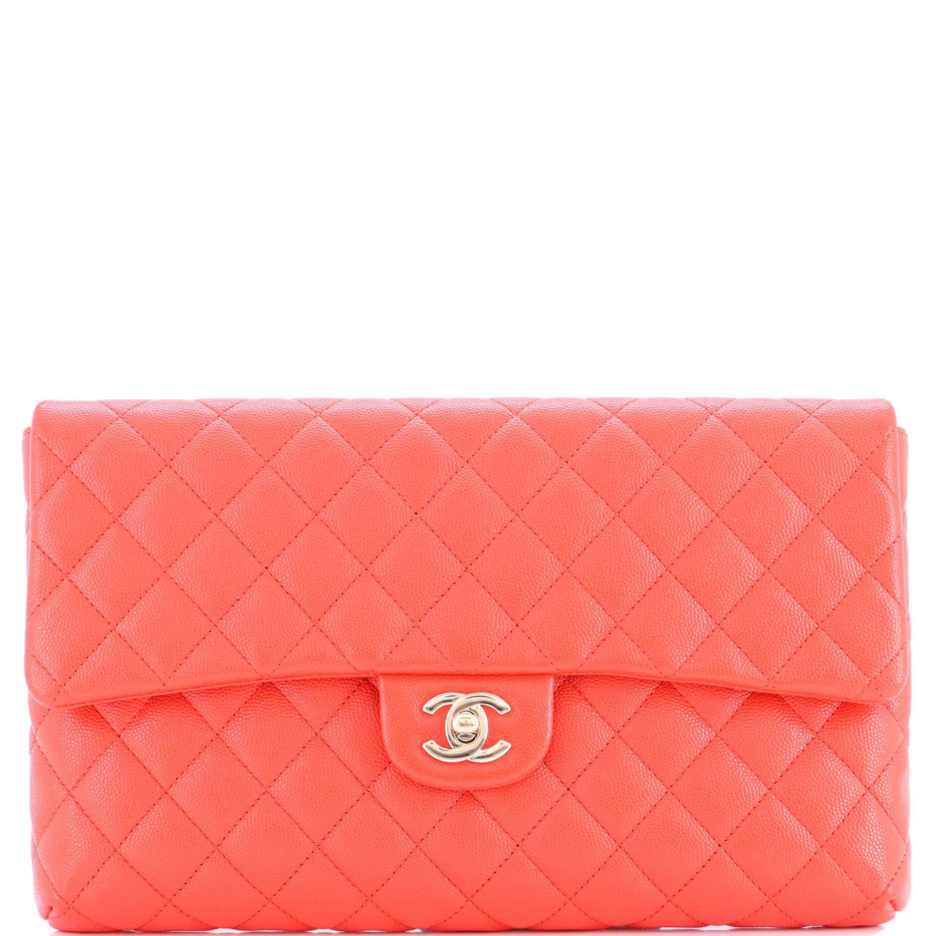 Classic Flap Clutch Quilted Caviar