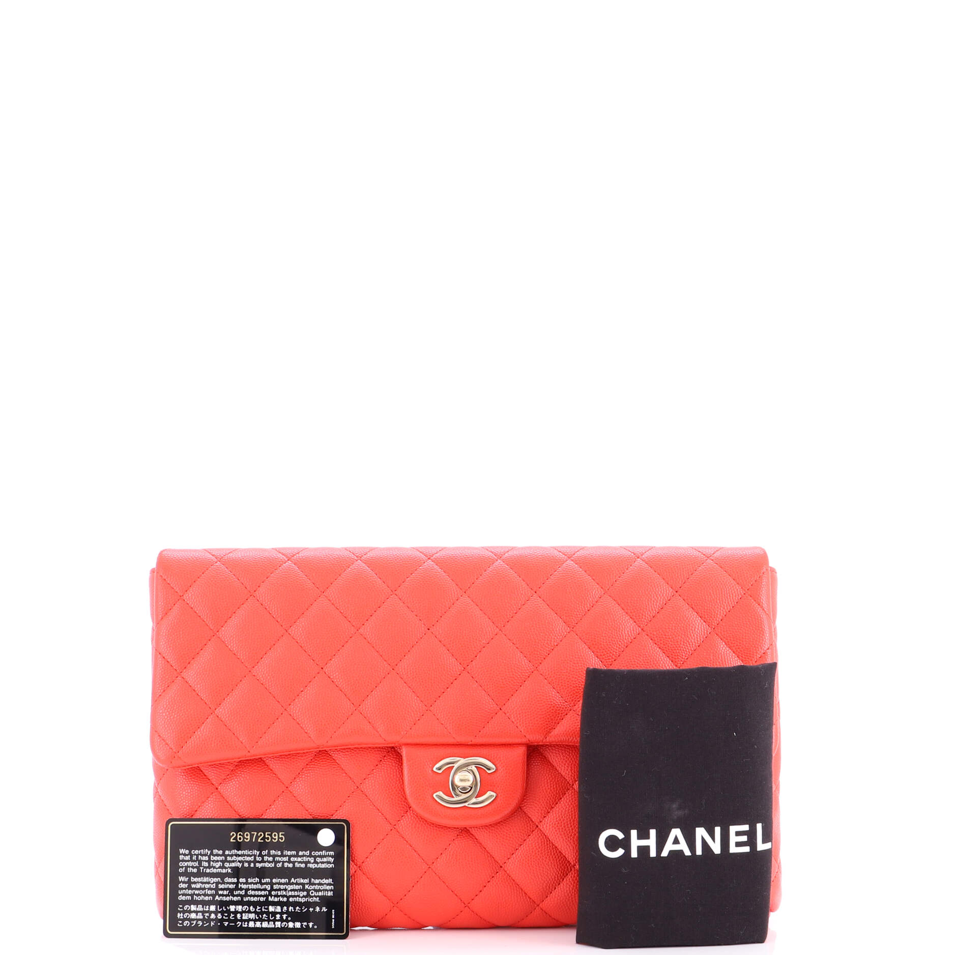 Classic Flap Clutch Quilted Caviar