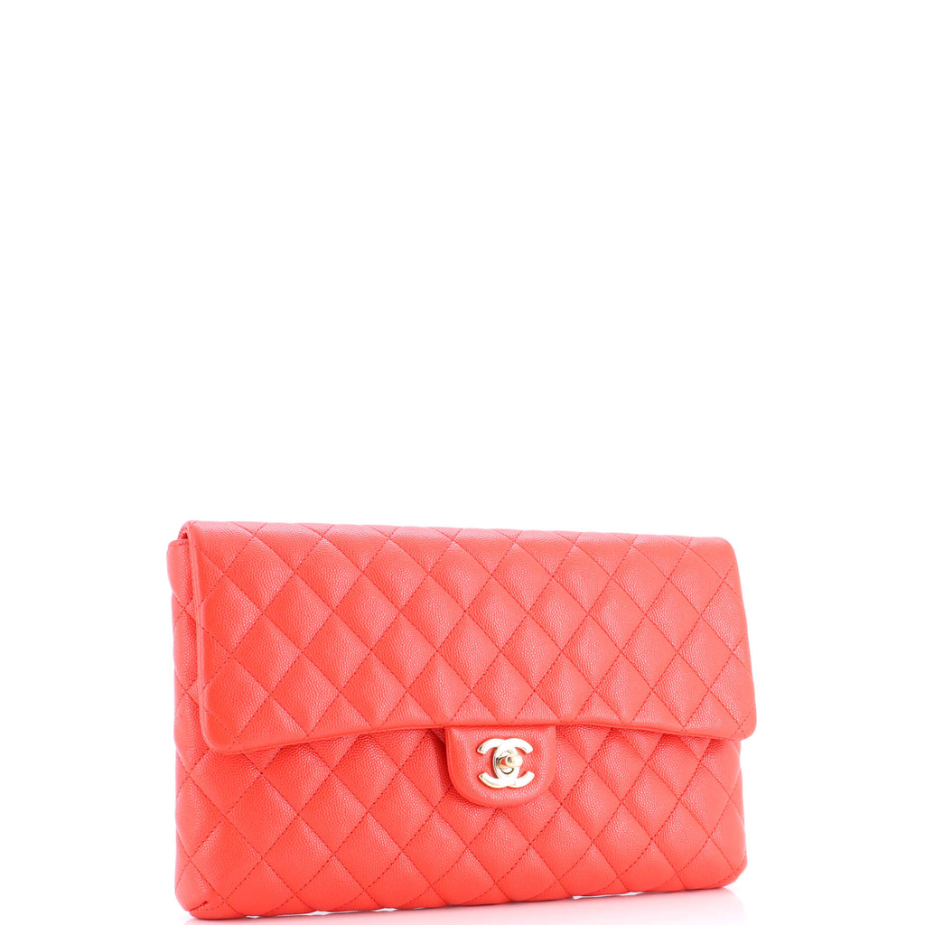 Classic Flap Clutch Quilted Caviar