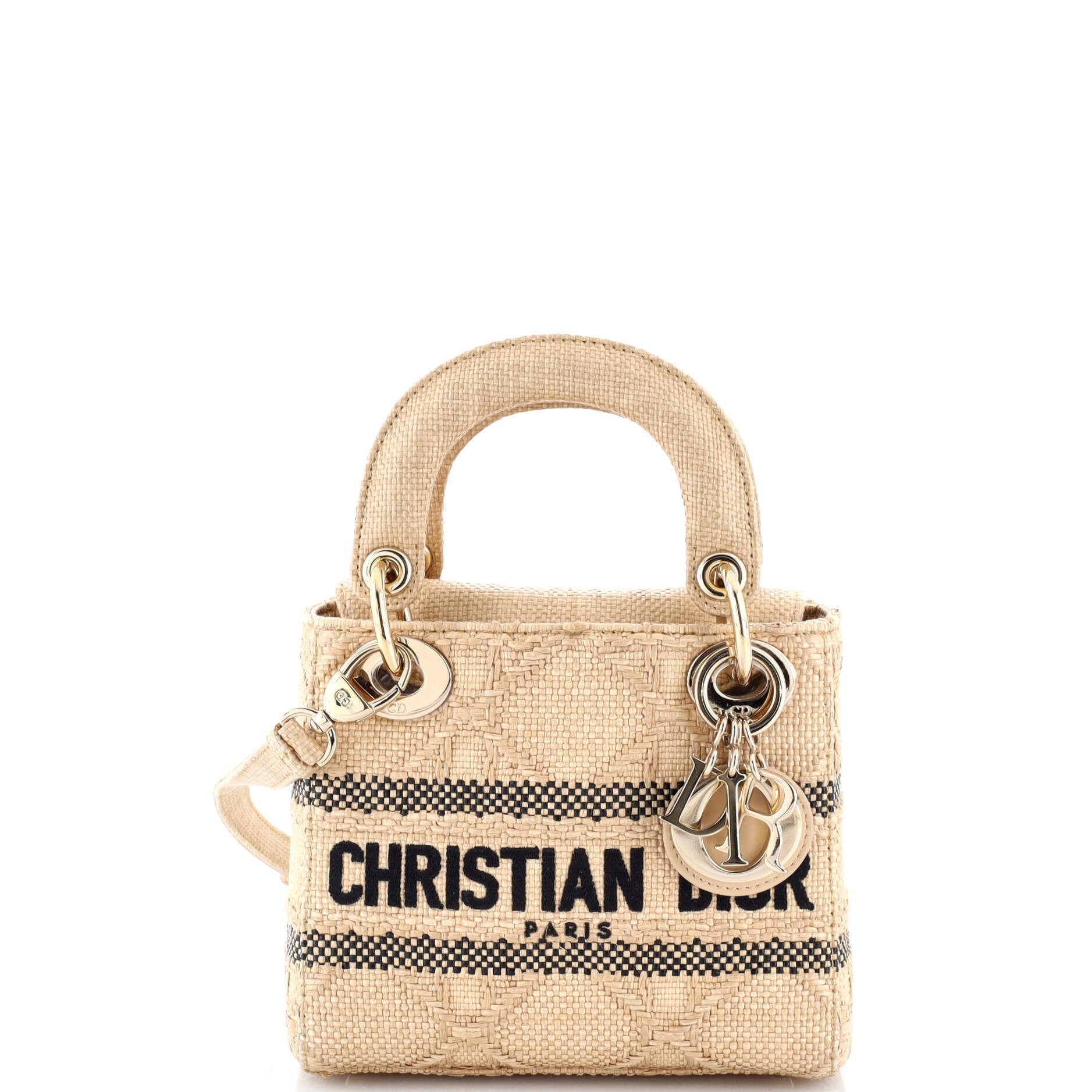Lady D-Lite Bag Cannage Embroidered Raffia Mini