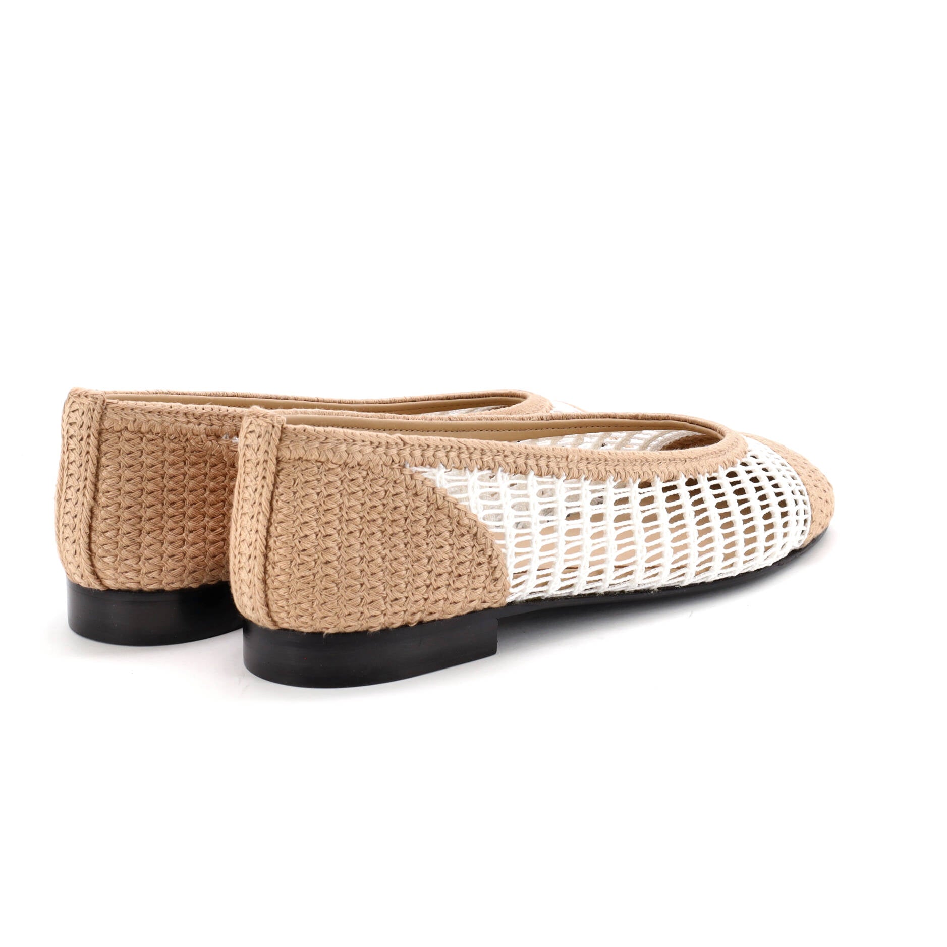 Women's CC Cap Toe Ballerina Flats Crochet Raffia
