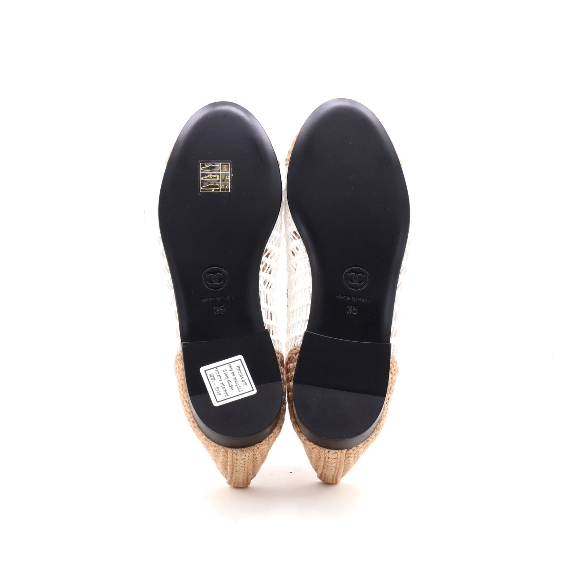 Women's CC Cap Toe Ballerina Flats Crochet Raffia