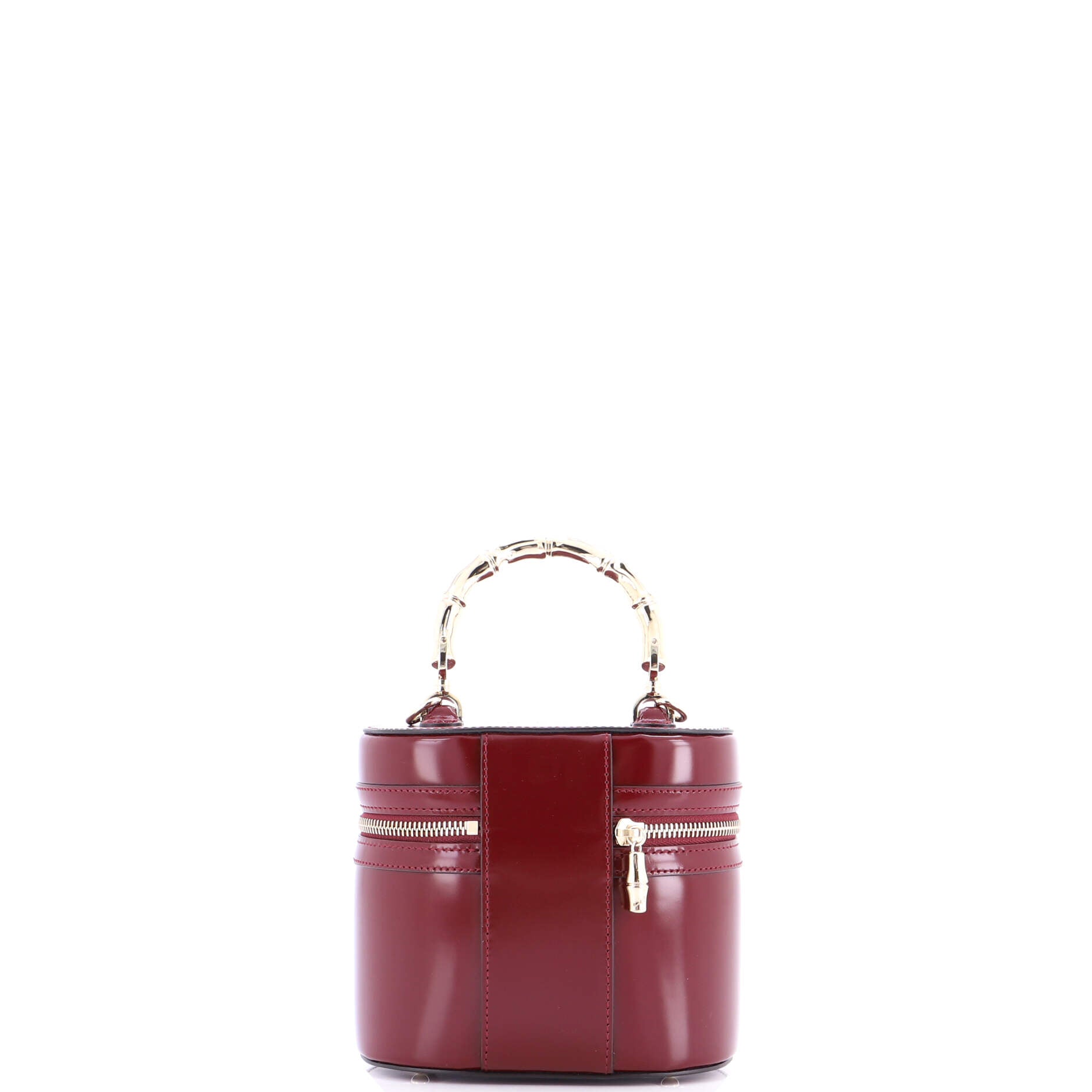 Bamboo Top Handle Vanity Shoulder Bag Patent and Metal Mini
