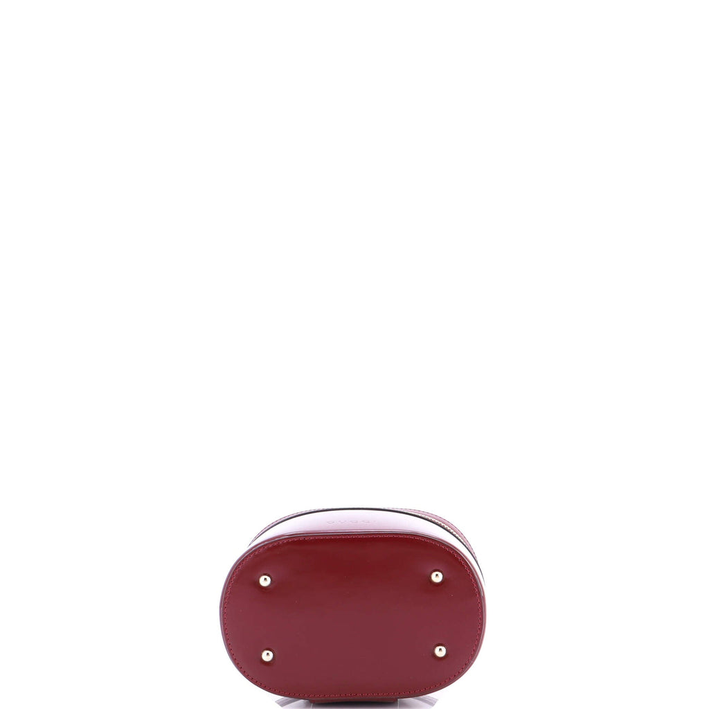 Bamboo Top Handle Vanity Shoulder Bag Patent and Metal Mini