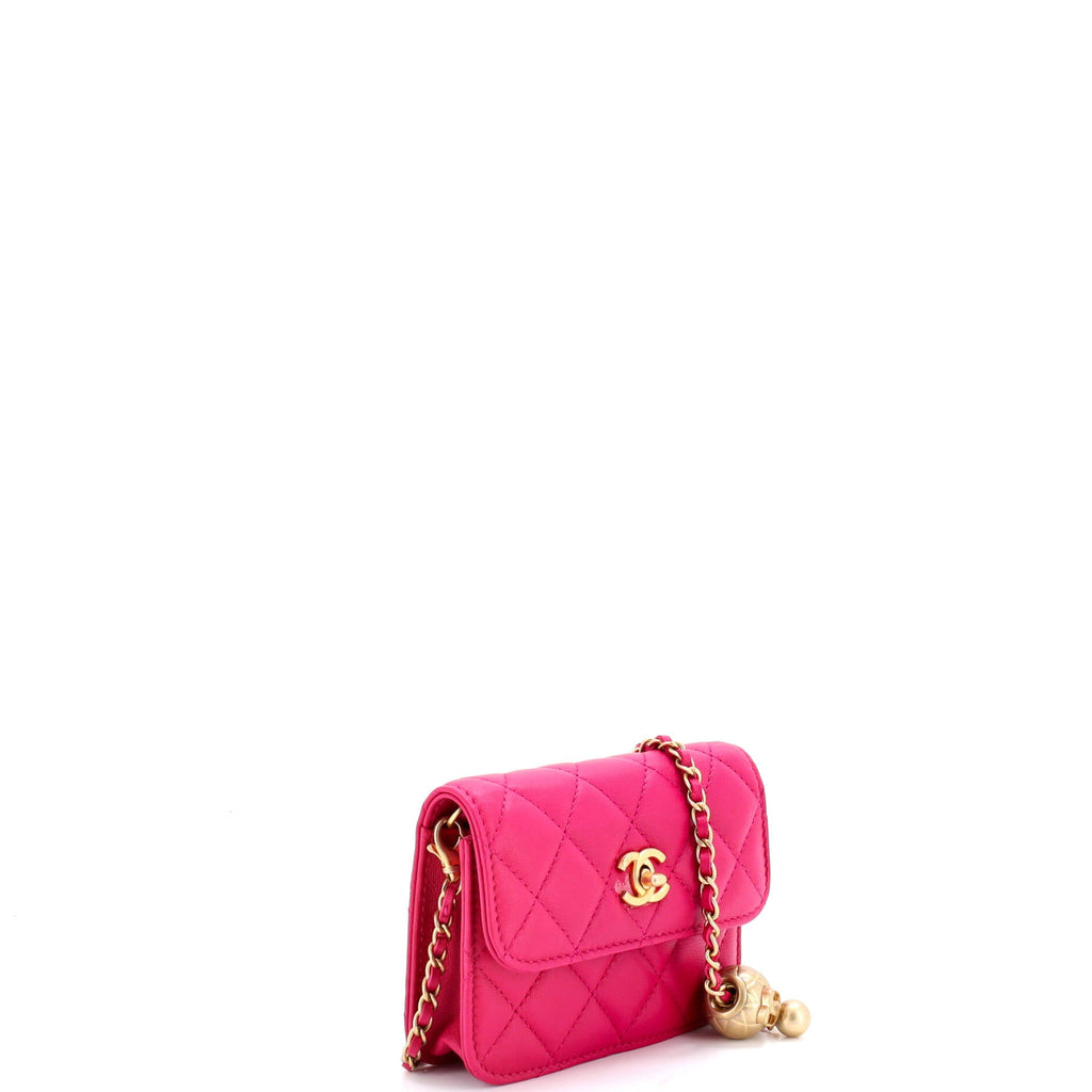 Pearl Crush Flap Clutch with Chain Quilted Lambskin Mini