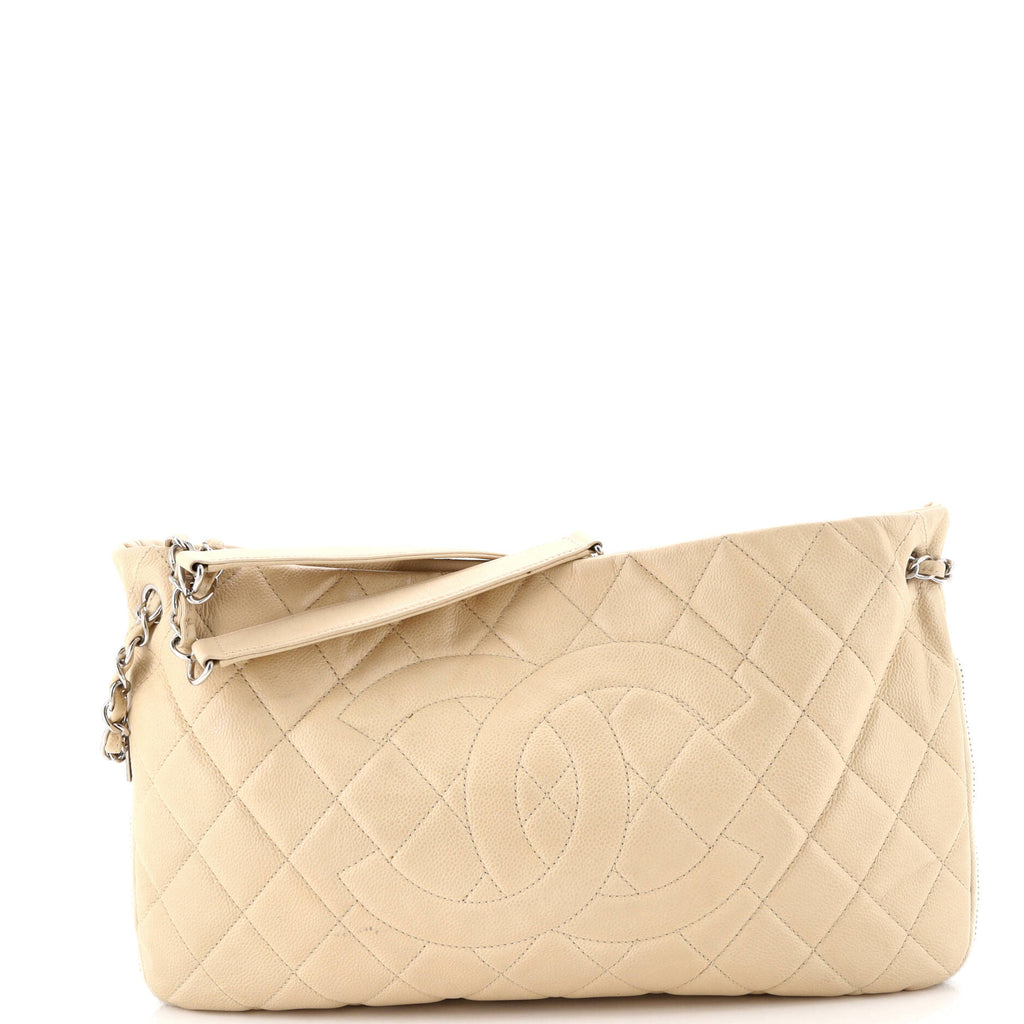 Timeless CC Expandable Tote Quilted Caviar Medium