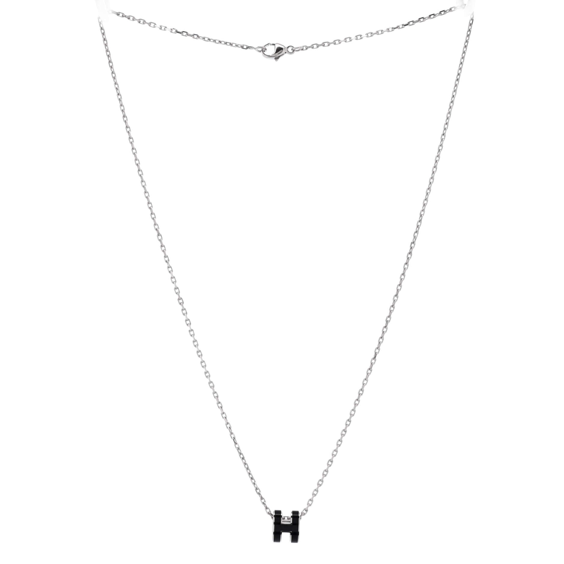 Pop H Pendant Chain Necklace Metal and Enamel Mini